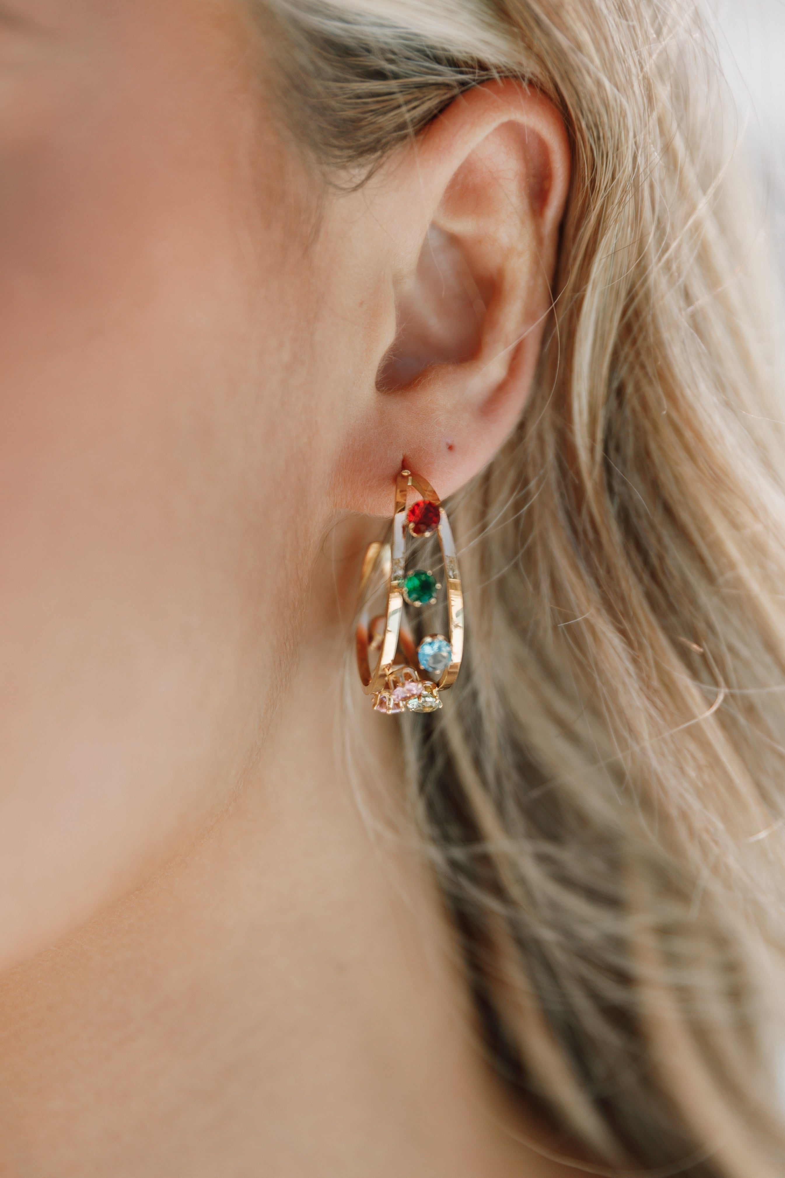 Antigoni Gold Hoop Earrings for Women - Trendy Multi-Color Statement Jewelry - Perfect for Parties, Weddings & Everyday Wear
