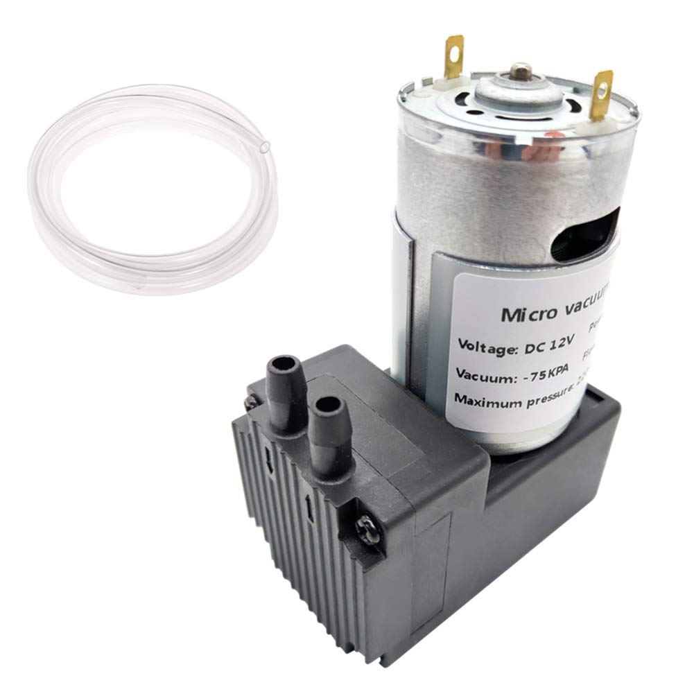 12V 12W Micro Diaphragm Vacuum Pump -75KPA 12LPM Air Compressor for Aquarium, Medical, Lab & DIY Projects | Portable DC Mini Pump for Airbrush, HVAC, Scientific Equipment