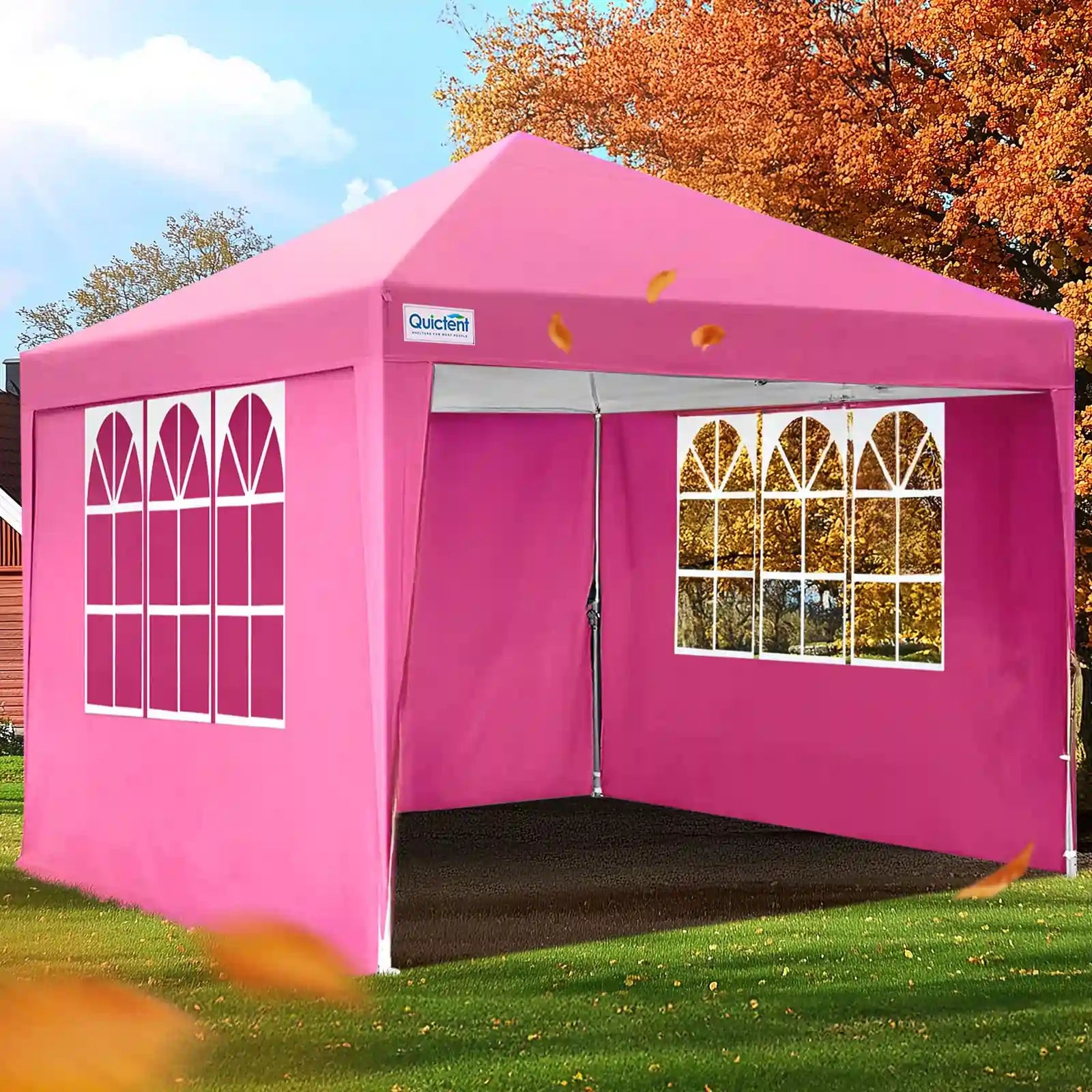 10'x10' Upgraded Pop Up Canopy Tent with Sidewalls - Waterproof Outdoor Shelter for Camping, Beach, Picnics & Backyard Parties