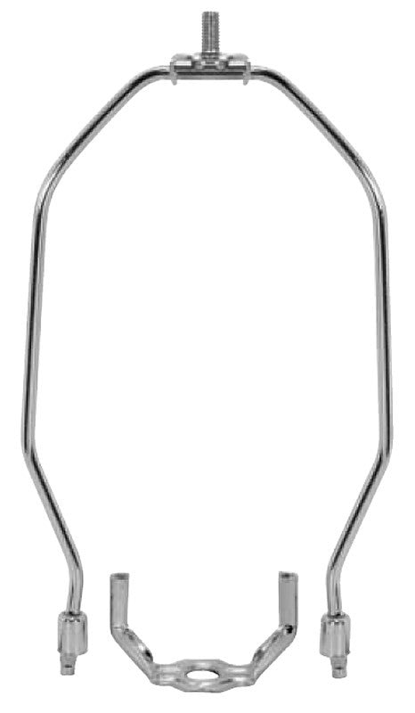 13H Heavy Duty Polished Nickel Lamp Harp Fitter - Durable Shade Holder for Floor Lamps, Table Lamps & Pendant Lighting (Set of 2) - Perfect for Living Room, Bedroom & Office Decor