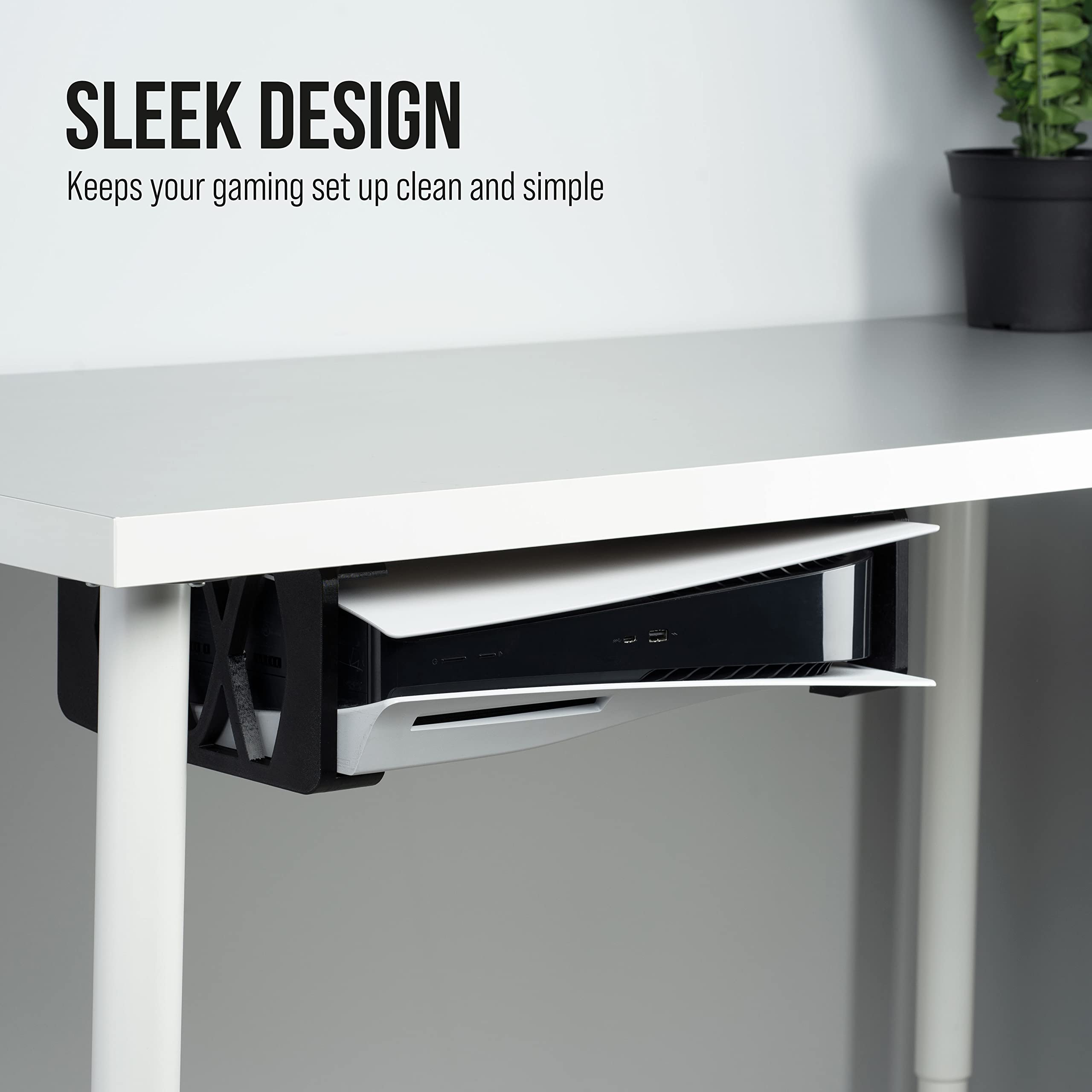 Glistco Stealth Mount - Under Desk Mount for PS5 (Black Disc) - Space Saving Gaming Accessory for Home Office & Gaming Setup