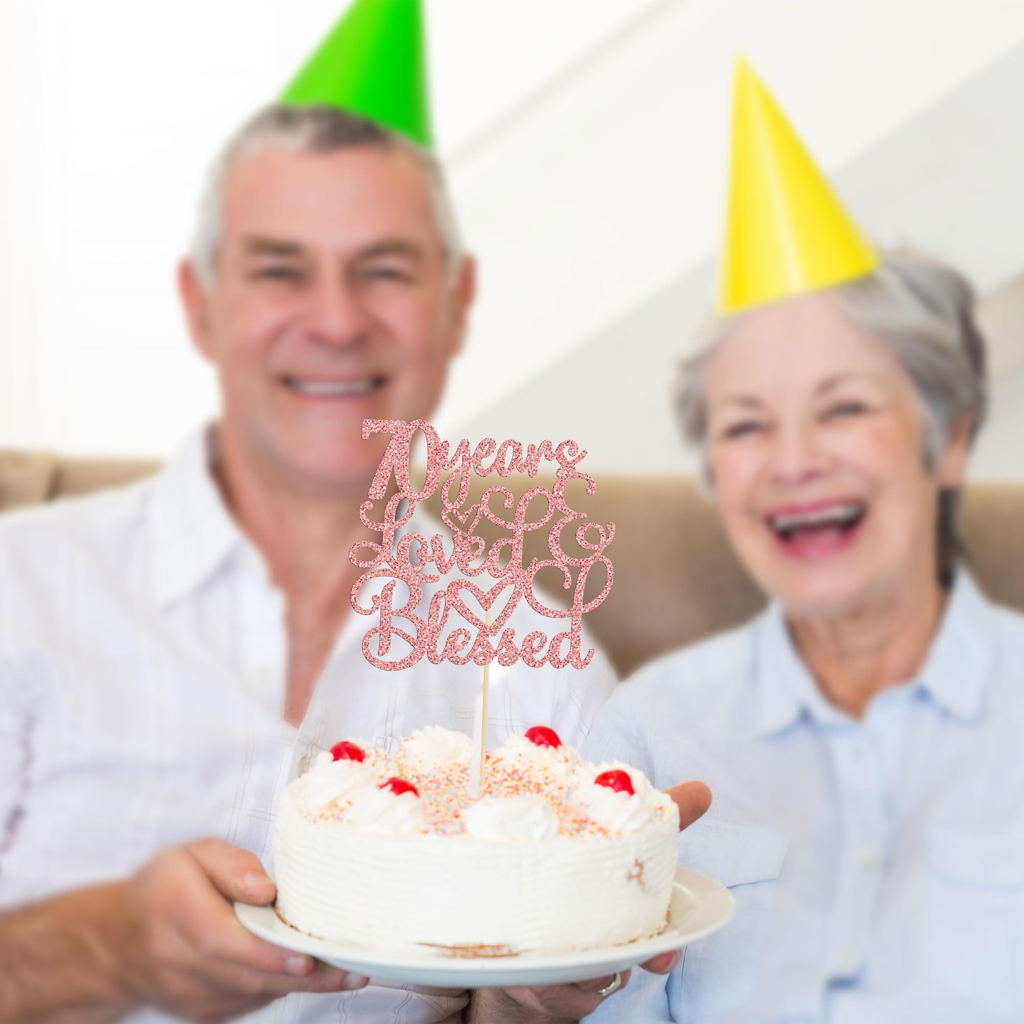 Rose Gold Glitter 70th Birthday Cake Topper - Cheers to 70 Years Anniversary Party Decor for Wedding, Milestone Celebration & Special Occasions