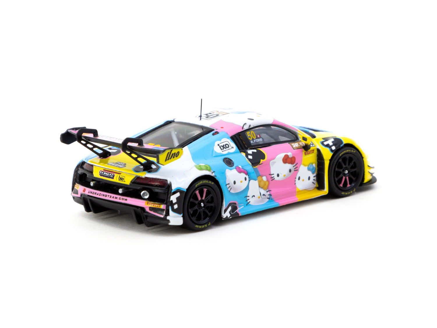 Tarmac Works 1/64 Scale Audi R8 LMS GT3 Evo II Diecast Model Car - Macau GT Cup FIA GT World Cup 2023 Race Version Uno Racing #50 with Collectible Tarmac Cards - Perfect for Diecast Collectors, Car Enthusiasts, and Display Showcases