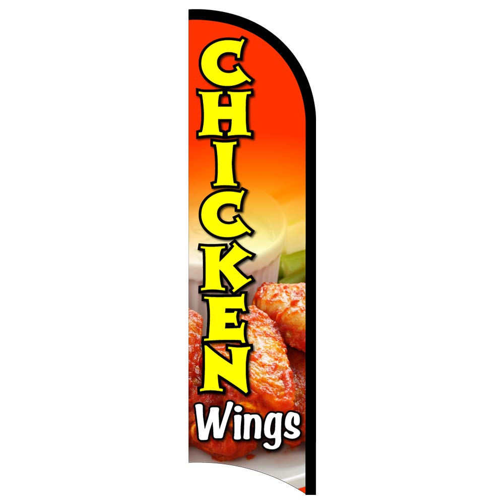 Vista Flags Premium Windless Polyknit Feather Flag - 3x11.5 ft Chicken Wings Design for Outdoor Advertising, Sports Events, and Business Promotion