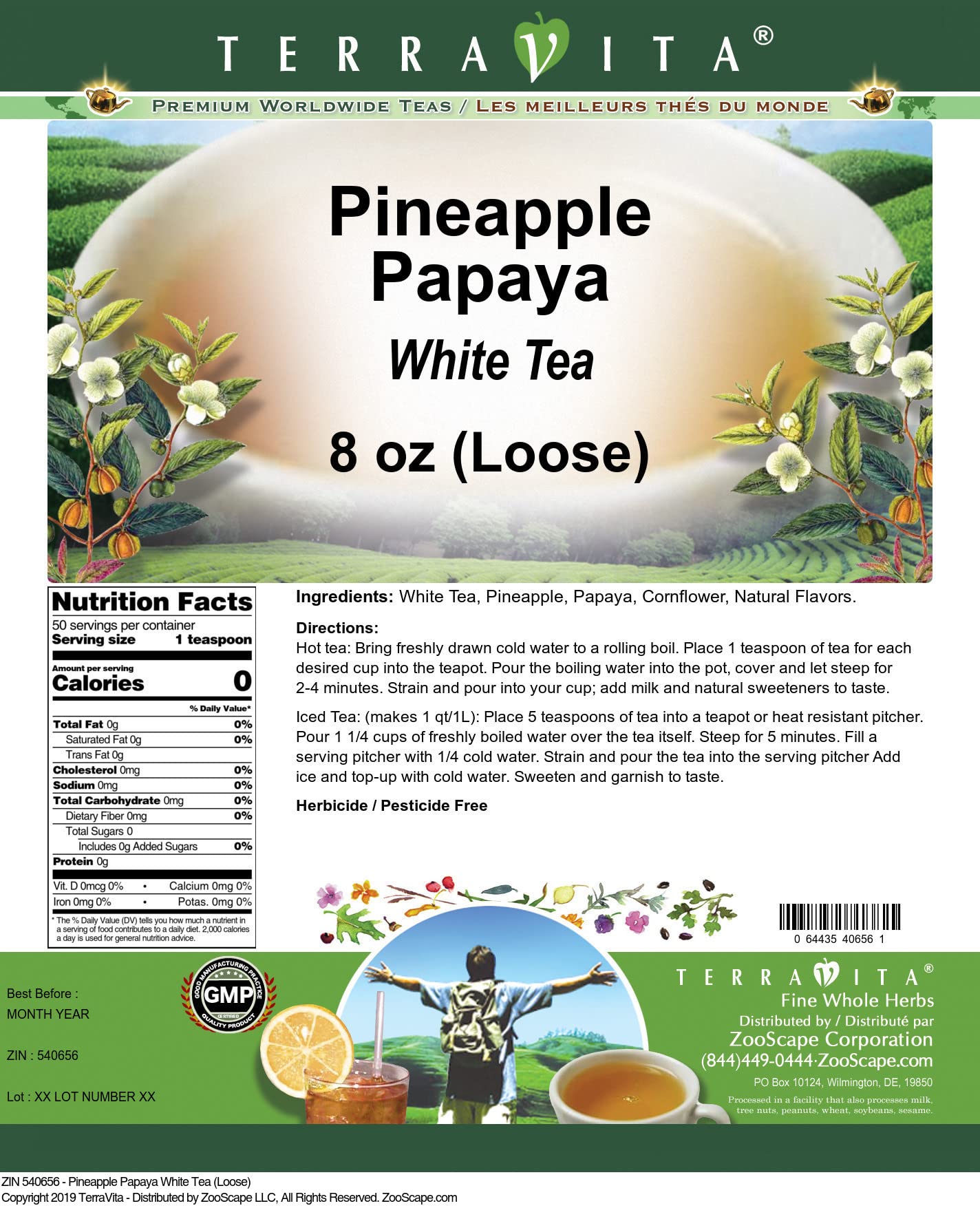 Premium Pineapple Papaya White Loose Tea - 2 Pack (8 oz Each, ZIN: 540656) | Refreshing Tropical Flavor for Relaxation & Wellness | Perfect for Iced Tea, Afternoon Tea Time & Gifts