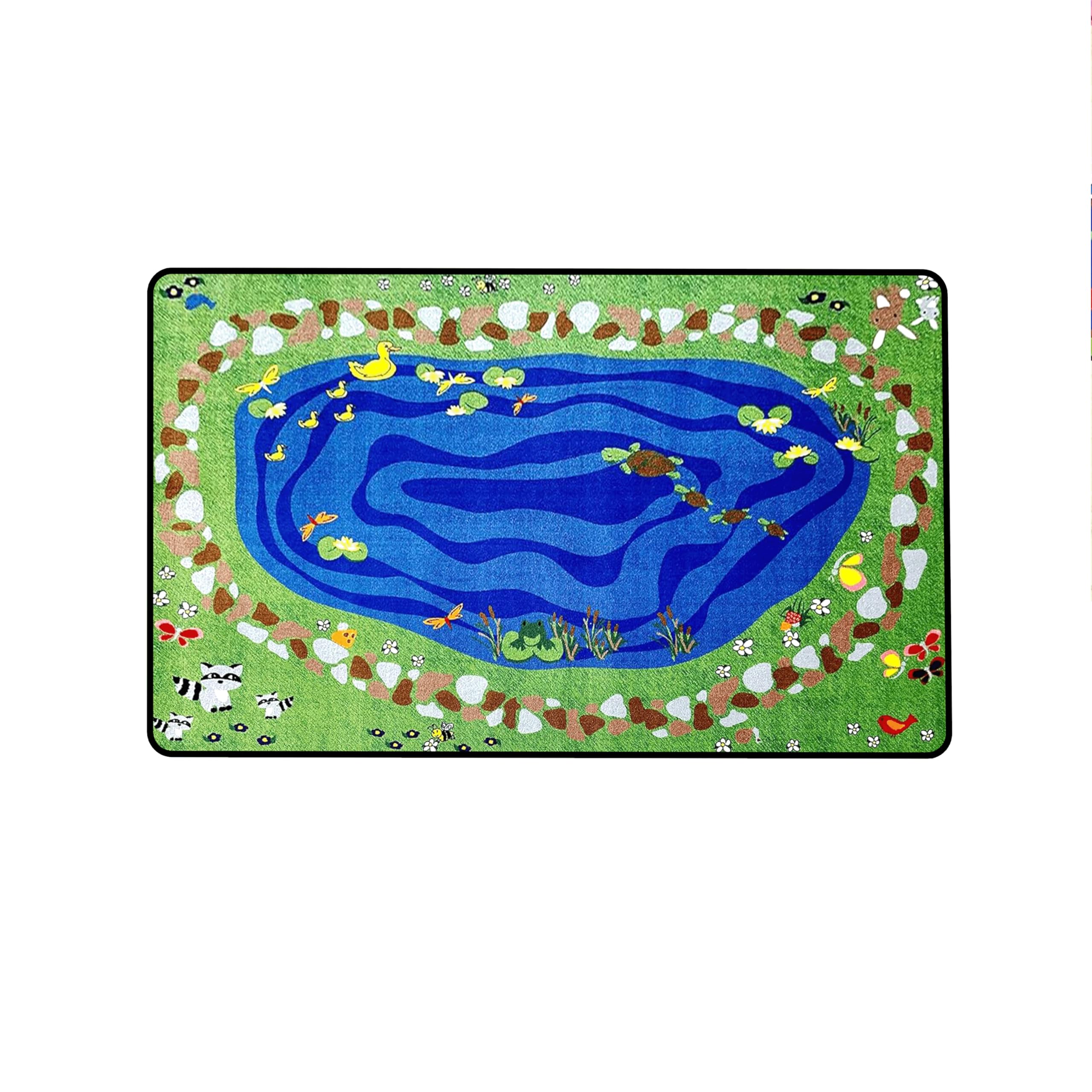 Nature Themed 4' x 6' Kids Educational Play Rug - Non-Slip Daycare Carpet for Playroom, Nursery, Bedroom & Classroom | Durable Rectangle Children's Activity Mat for Learning & Fun | Perfect for Toddler Play Areas, Preschool Activities & Home Decor