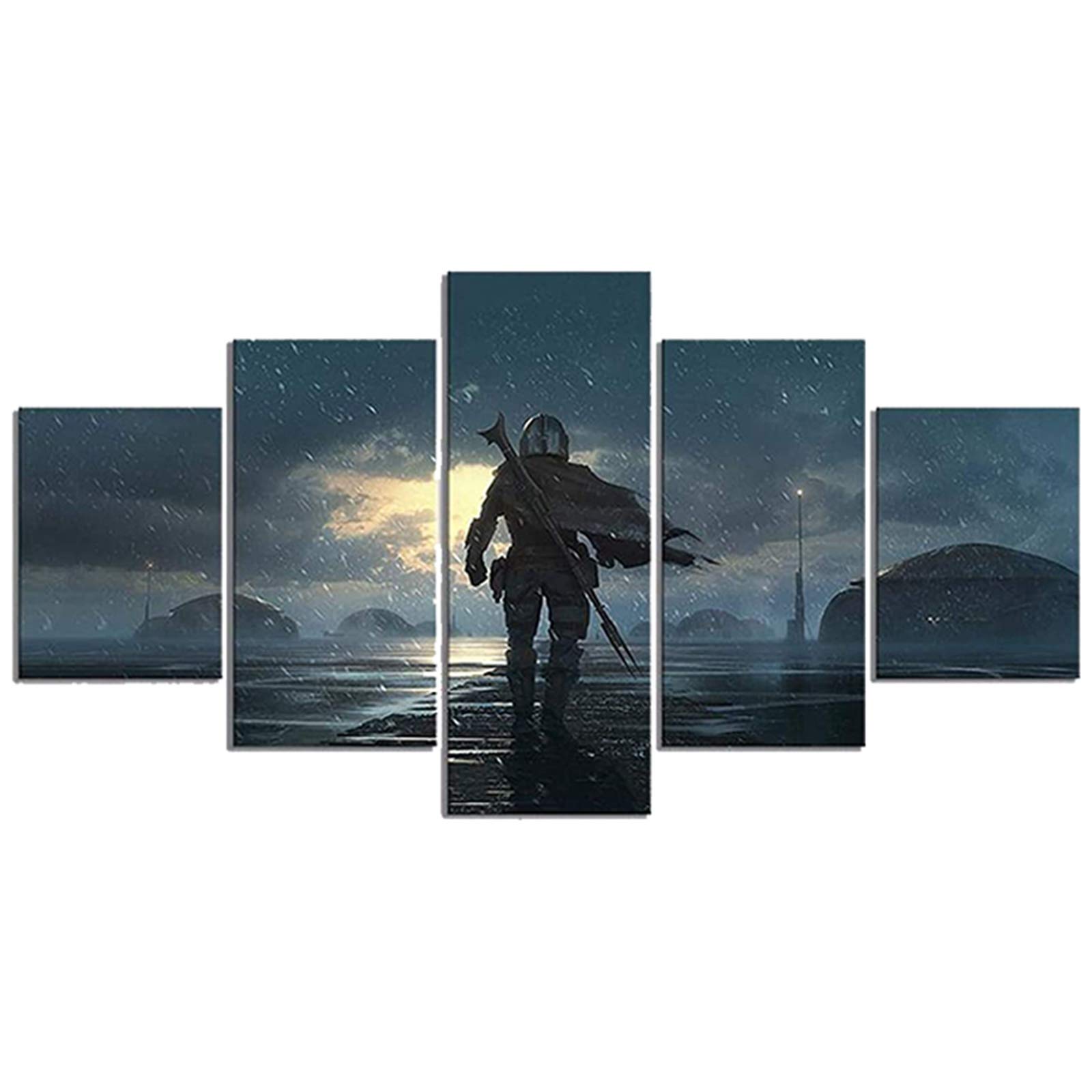 5-Panel Canvas Wall Art Poster Set - Modern Abstract Living Room Decor (12x20x2, 12x28x2, 12x32x1) - Perfect for Home, Office & Bedroom Wall Decorations