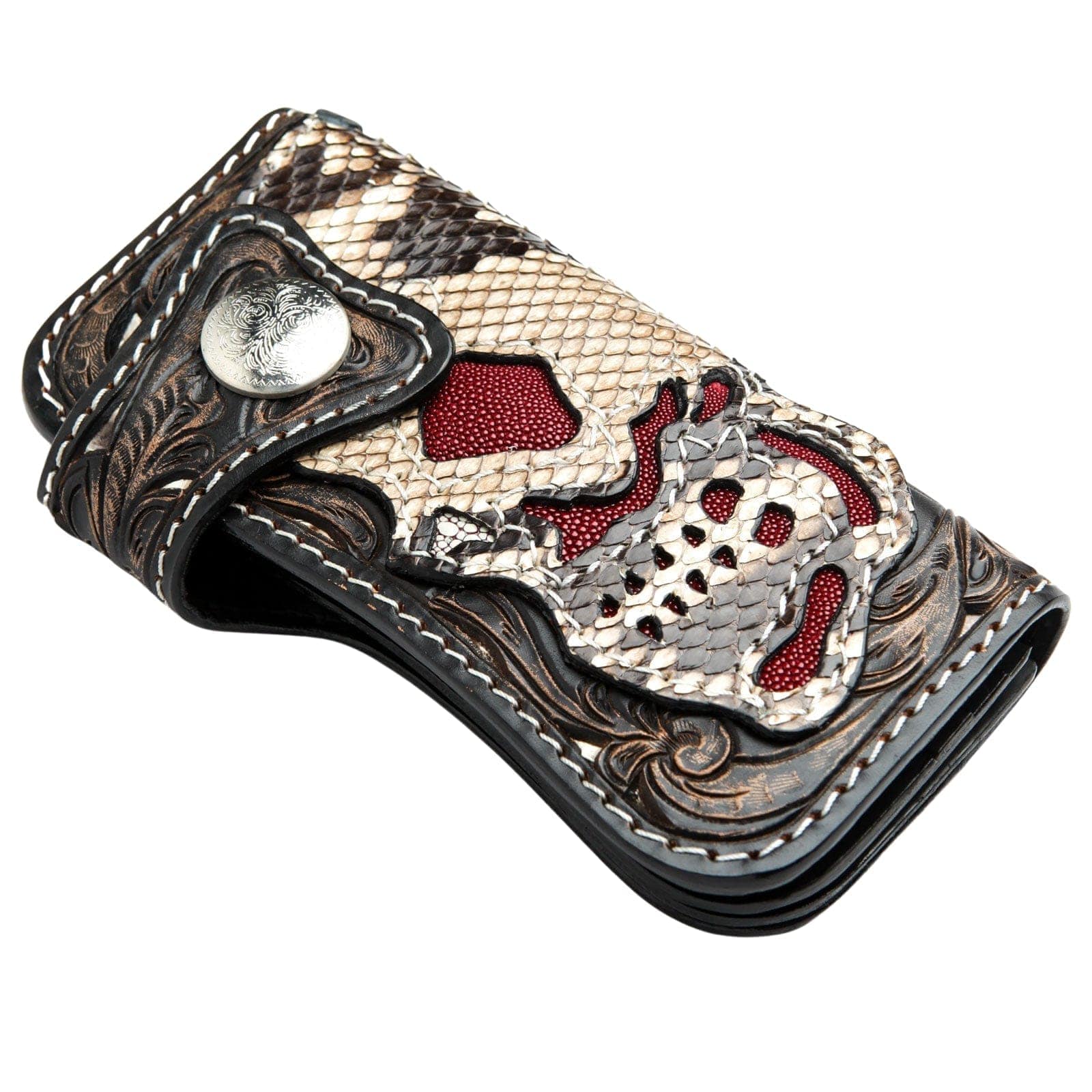 Extreme Rider Skull Leather Biker Wallet for Men - Premium Genuine Leather Motorcycle Wallet with Chain - Perfect for Bikers, Riders & Motorcycle Enthusiasts