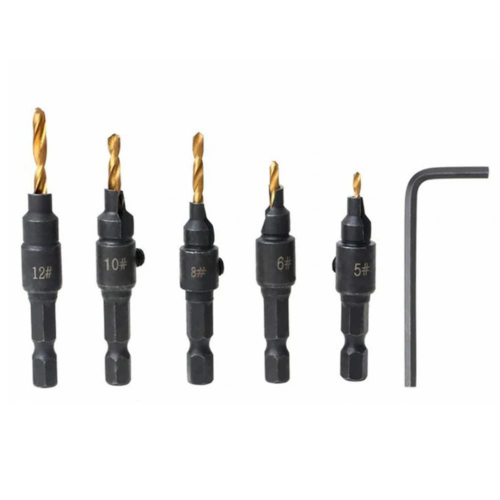 High-Quality Twist Drill Set (5#-12#) - Portable Countersink Drill Bits with Smooth Chip Removal & Sharp Tooth Edge for Screw Cap Opening | Perfect for DIY, Woodworking, Metalworking & Home Repairs