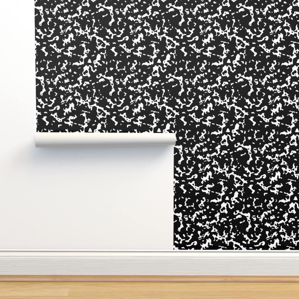 Peel and Stick Removable Wallpaper - Composition Notebook Memphis Milano Marble Black & White 80s 90s Print | Self-Adhesive Wallpaper Roll 24x108 inches | Perfect for Bedroom, Office, Dorm Decor & DIY Home Improvement Projects