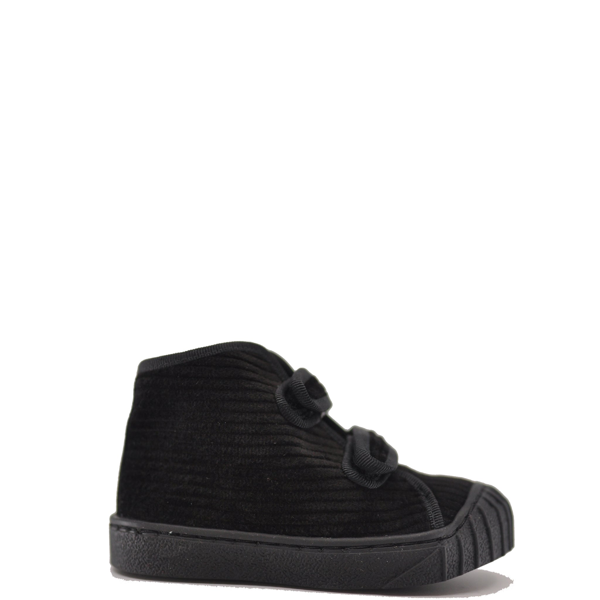 Blublonc Black Ribbed Velvet Velcro Baby Sneakers - Soft & Comfortable First Walkers for Infants & Toddlers - Perfect for Daily Wear, Playtime & Special Occasions