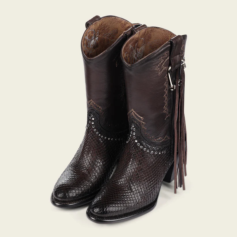 Women's Cuadra Chocolate Western Cowgirl Python Skin Ankle Boots - Stylish & Comfortable for Country Dancing, Rodeo Events & Casual Outfits