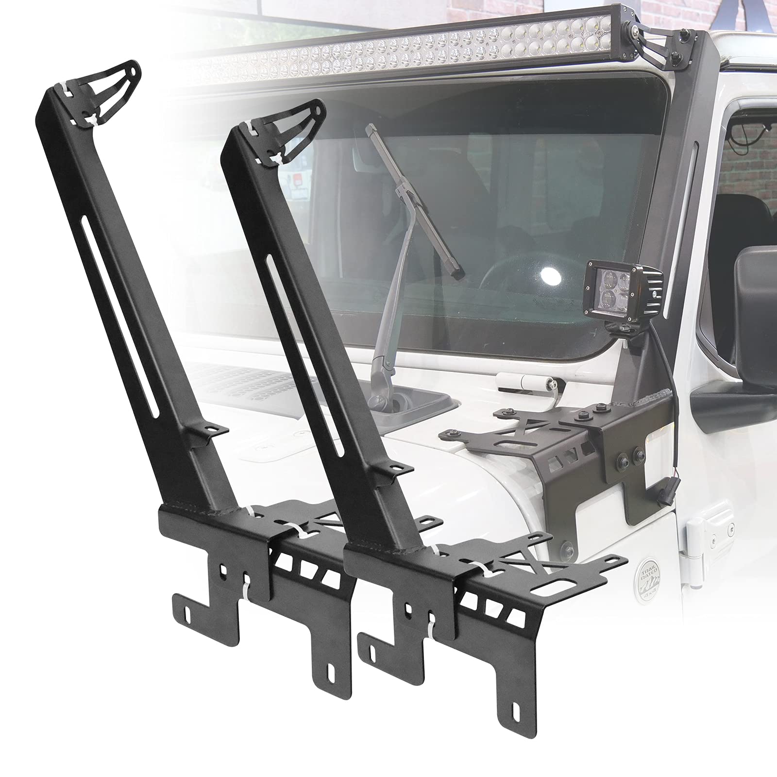 ROXX A-Pillar LED Light Bar Mount Brackets 2PCS - Compatible with 2018-2021 Jeep Wrangler JL, A-Pillar Light Mounting Kit for Off-Road LED Lights - Perfect for Night Driving & Off-Road Adventures