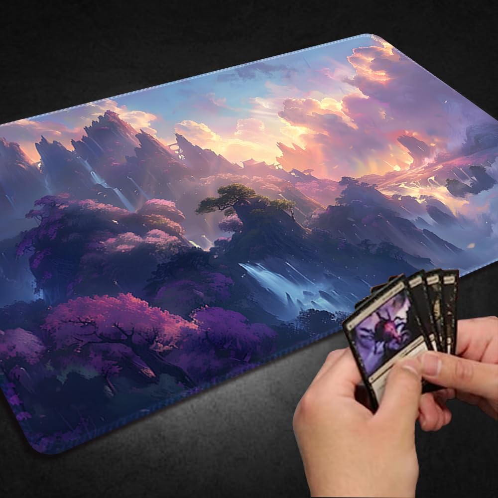 Premium MTG Playmat for TCG Games - Durable Non-Slip Surface with Zone Markings & Locking Edges - Includes Waterproof Storage Bag - Perfect for Magic: The Gathering, Yu-Gi-Oh, and Card Game Tournaments
