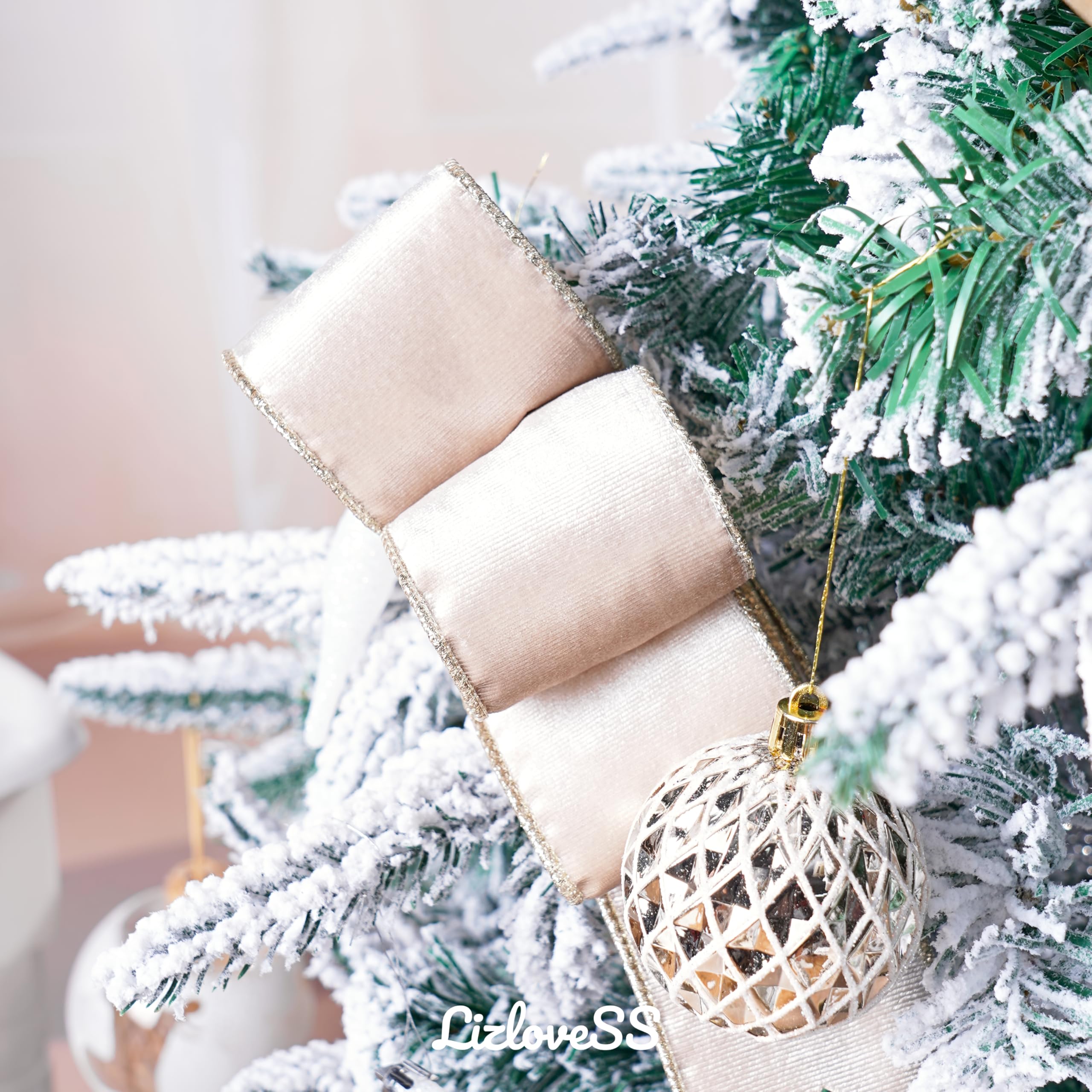 Champagne Velvet Glitter Ribbon 2.5
