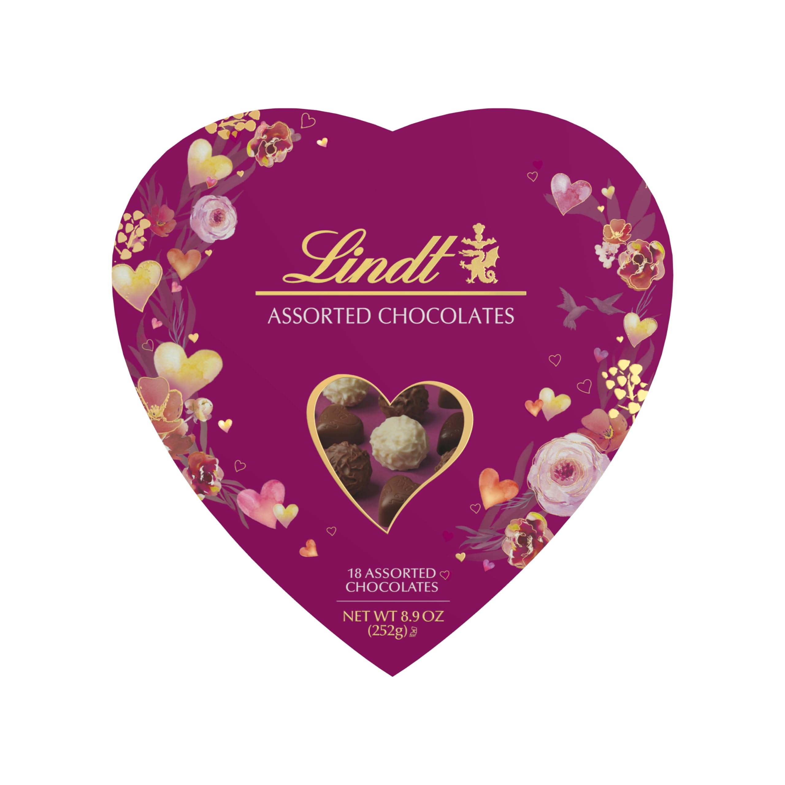 Lindt Valentine's Classic Heart Assorted Gourmet Chocolate Truffles - 8.9 oz Box | Premium Swiss Chocolate Gifts for Valentine's Day, Anniversary & Romantic Occasions