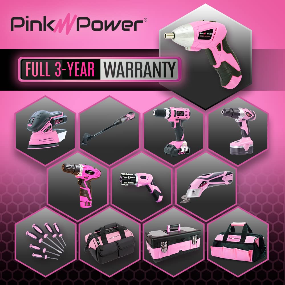 3.6V Pink Rechargeable Cordless Screwdriver Set - Electric Screw Gun Kit with LED Light - Portable Mini Drill for Women - DIY Home Repair, Furniture Assembly & Craft Projects