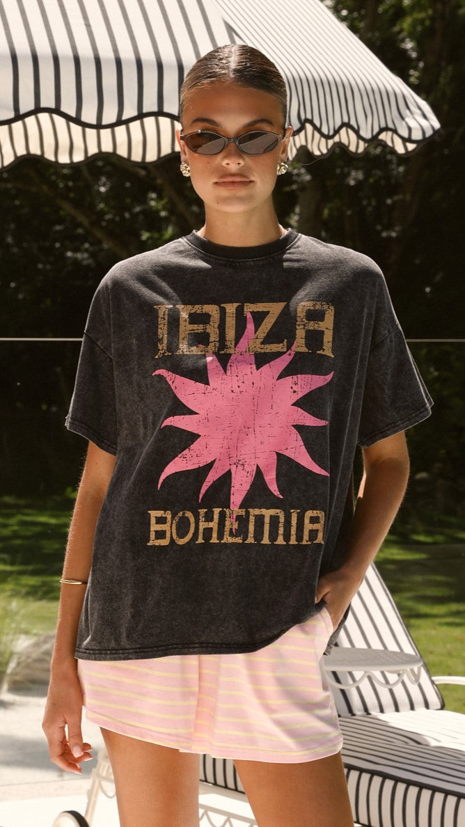 Ibiza Bohemia Women's Black Top and Shorts Set - Stylish Summer Outfit for Beach, Vacation & Casual Wear