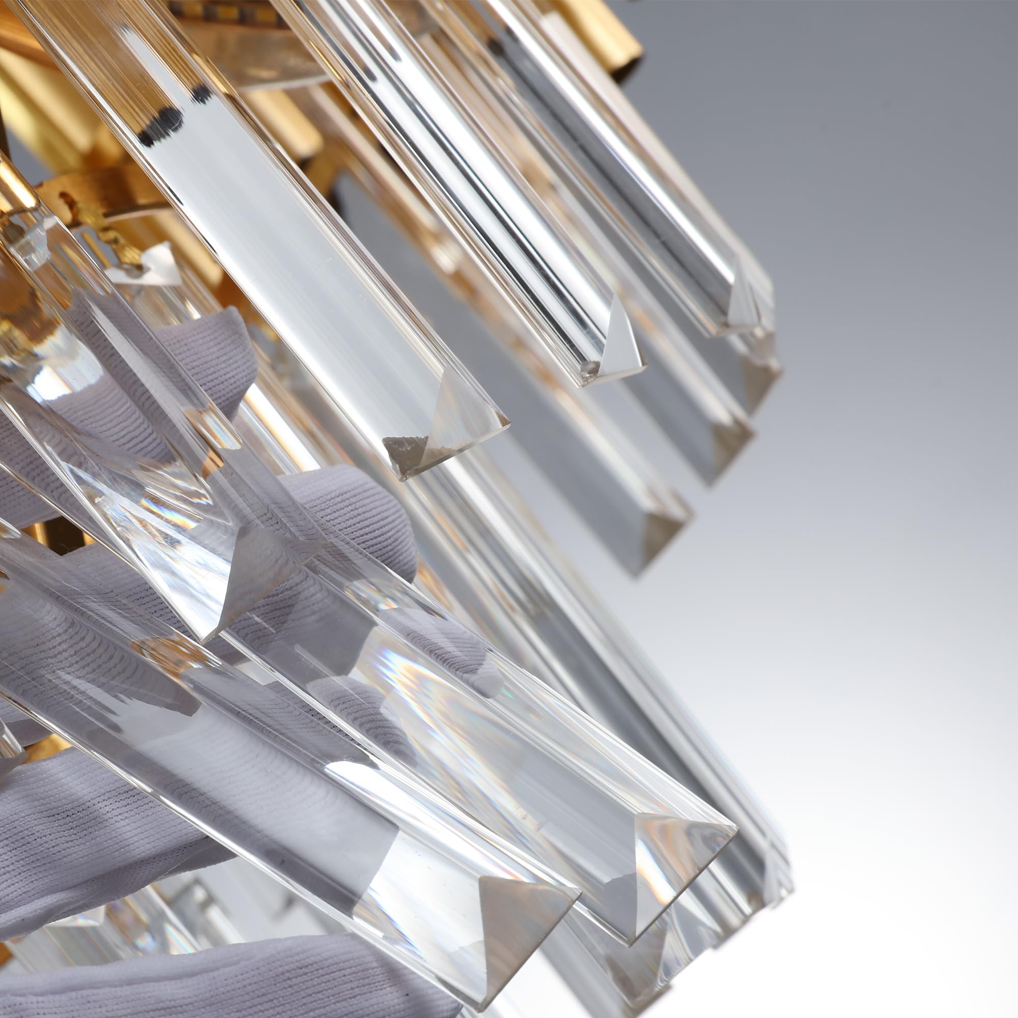 Luxury Crystal Chandelier - 4-Light Gold Raindrop Design for Dining Room & Living Room