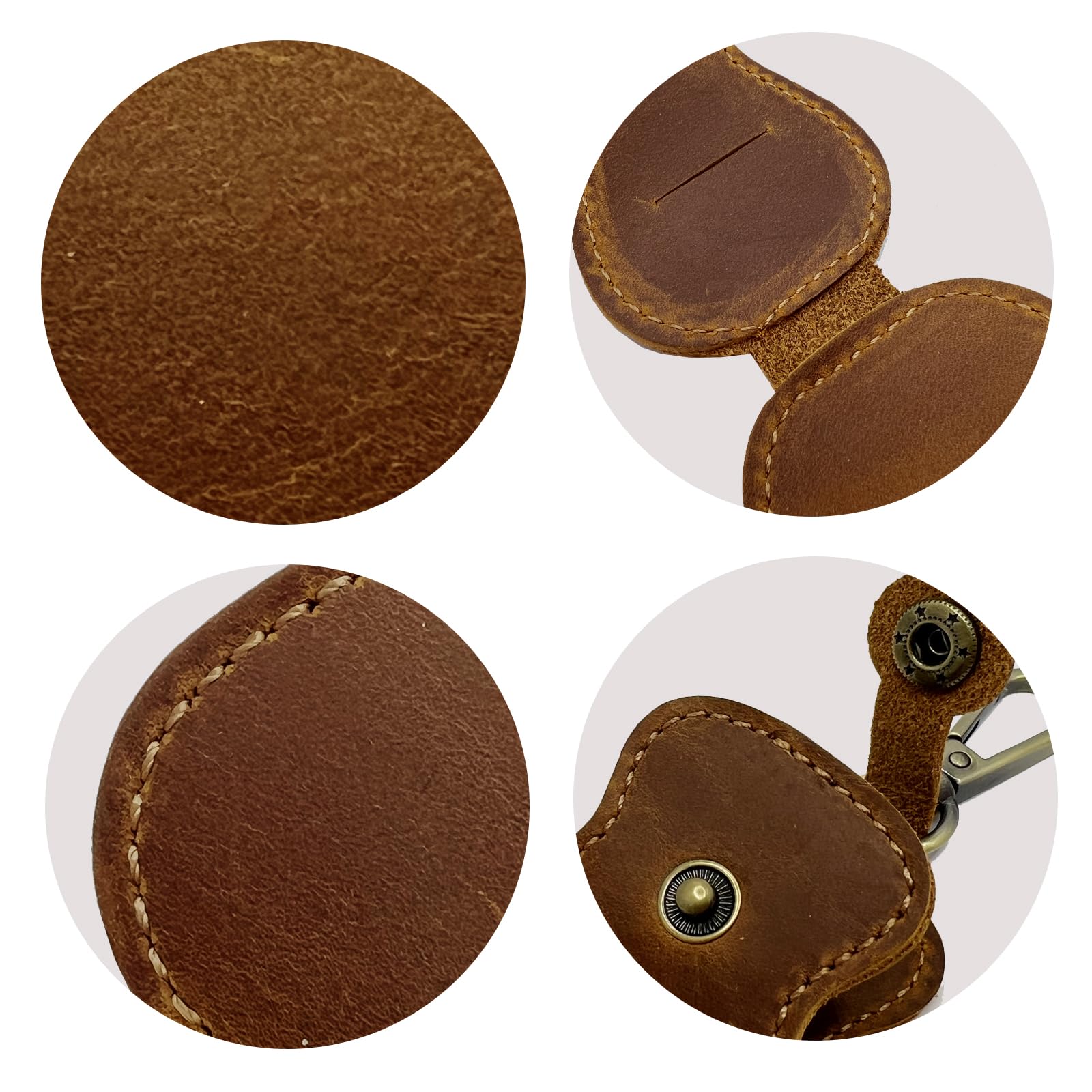 Premium Genuine Leather Guitar Pick Holder Keychain - Compact 4-Pick Storage Case with Hook - Portable Guitar Accessories for Musicians - Perfect for Guitarists, Bass Players & Travel Use