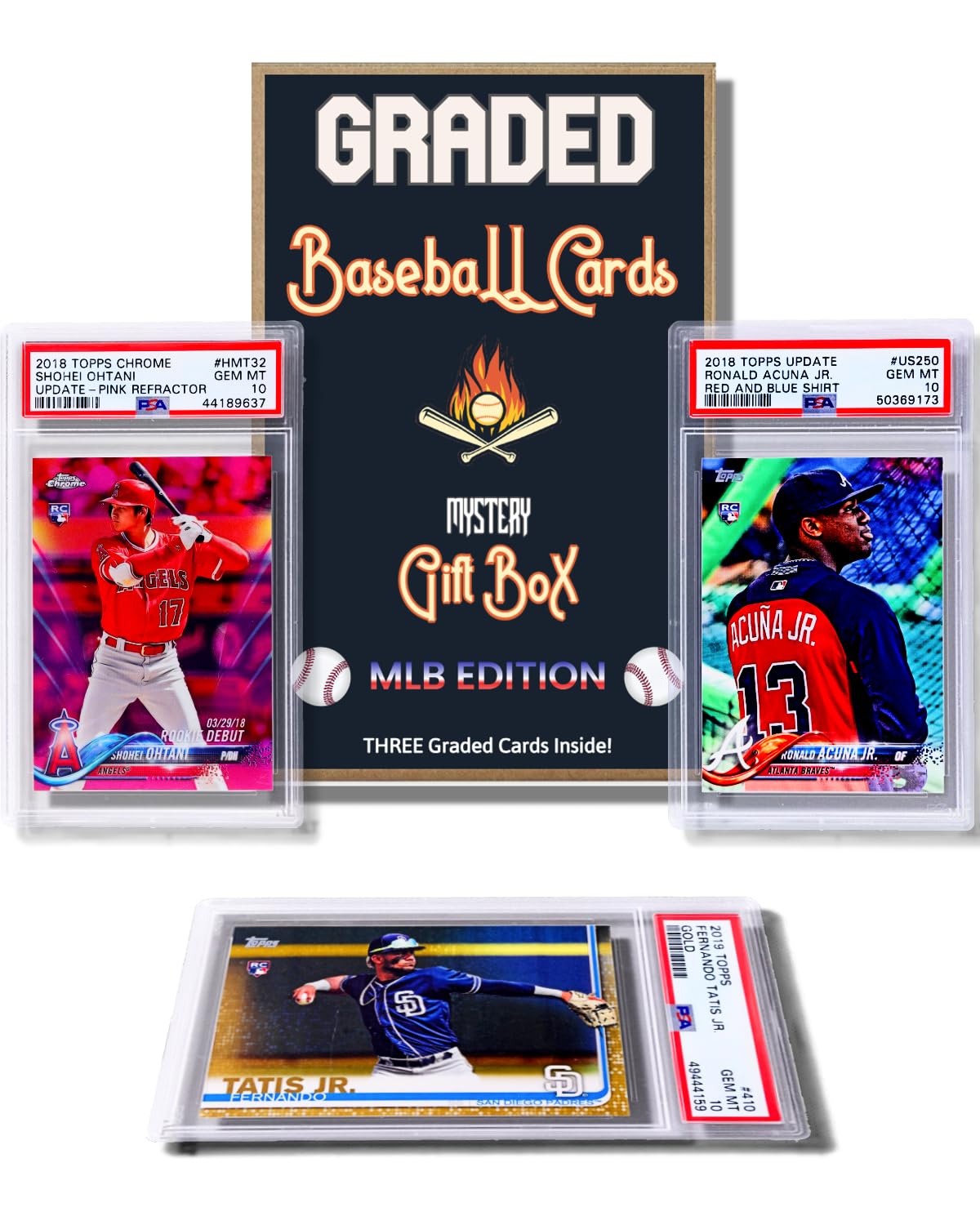 Premium Graded Baseball Cards Gift Box - MLB Edition with PSA/BGS 10, 9.5 or 9 Cards | Rookie Autographs & Numbered RC Refractors | Perfect Baseball Gift for Collectors & Fans | Great for Display, Investment & Fantasy Sports by Slabs of Heat