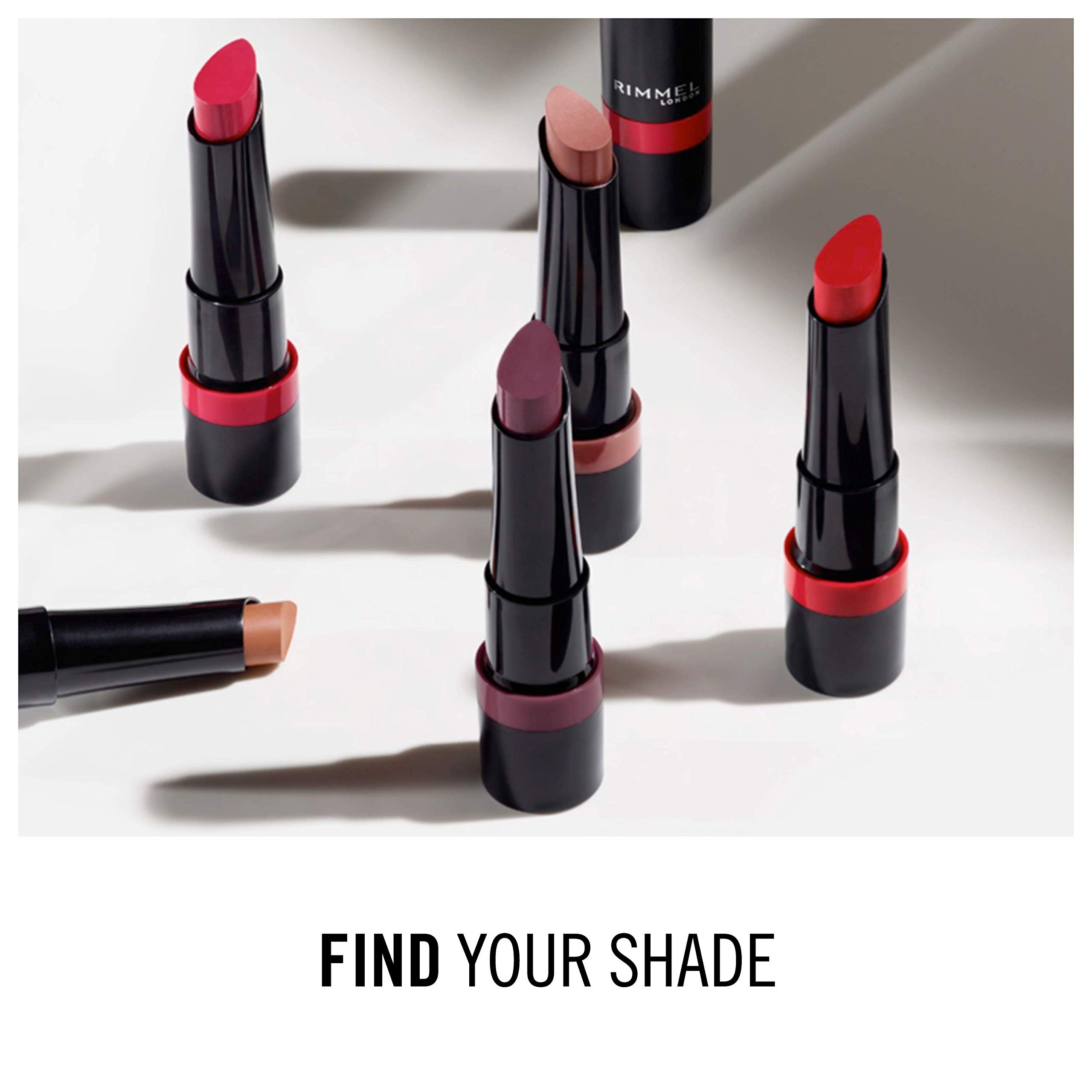Rimmel Lasting Finish Matte Lipstick - Long-Lasting Intense Lip Color with Ruby & Diamond Complex - 220 Mauve Bliss, 0.14oz - Perfect for Everyday Wear, Date Night & Special Occasions