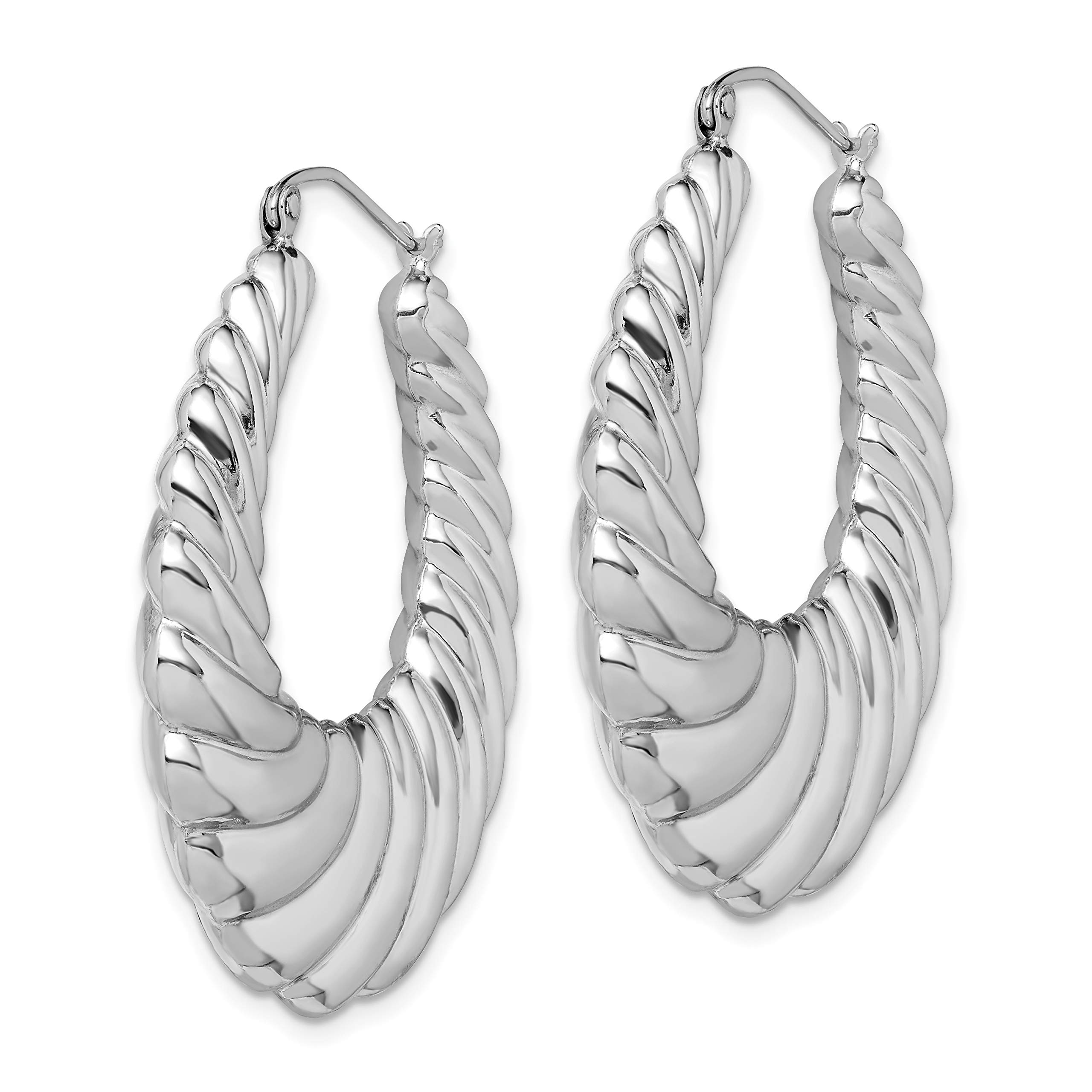 925 Sterling Silver Shrimp Oval Large Hoop Earrings for Women - Elegant Dangle Drop Earrings for Party, Wedding & Everyday Wear