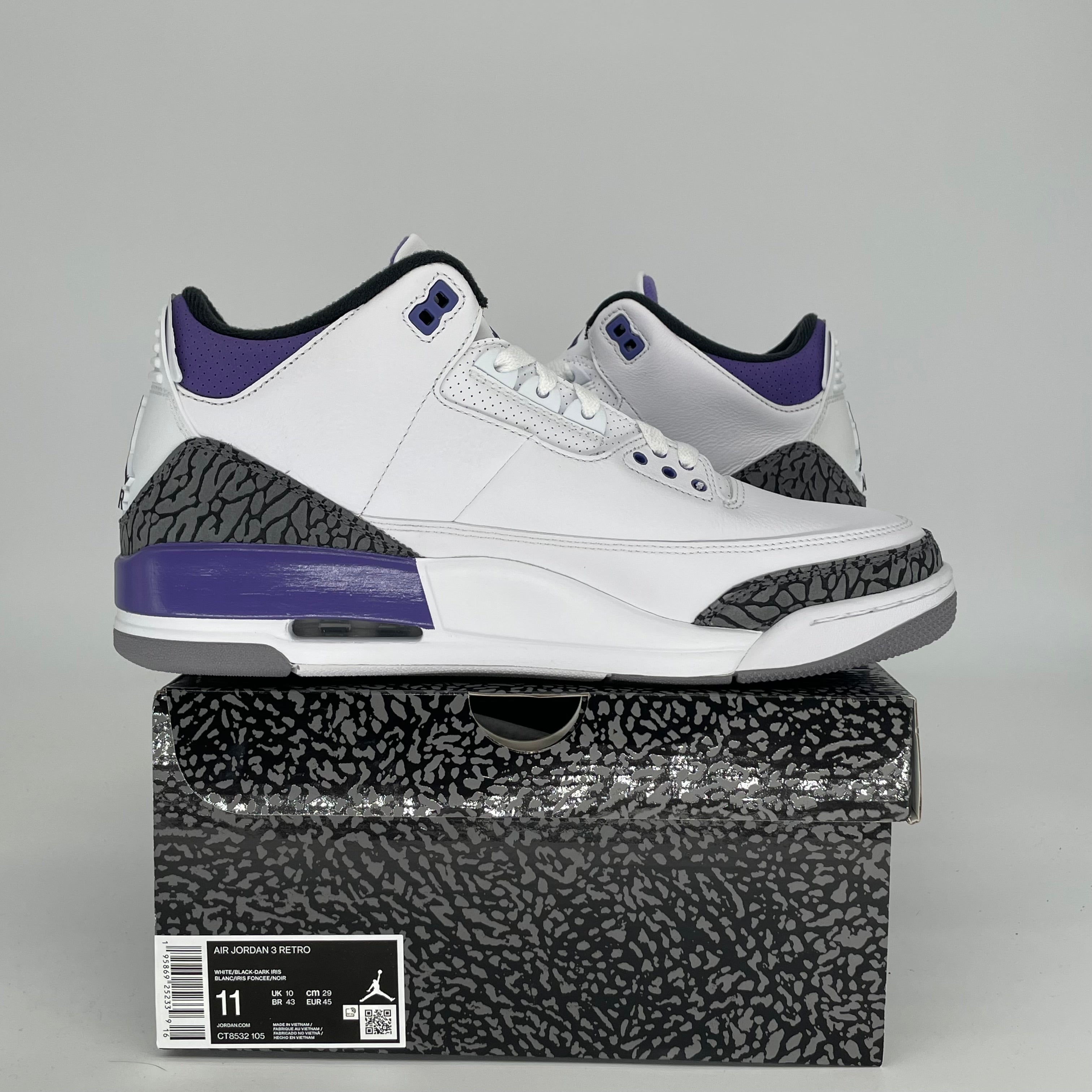 AIR JORDAN 3 DARK IRIS Men's Basketball Shoes - Size 11 (CT8532-105) - Retro Sneakers for Running, Training & Streetwear Fashion