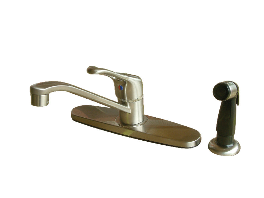 Kingston Brass KB562 Wyndham Single Handle Centerset Kitchen Faucet - Modern Stainless Steel Sink Faucet with High Arc Spout for Easy Washing | Perfect for Home Kitchen, RV & Camper Use