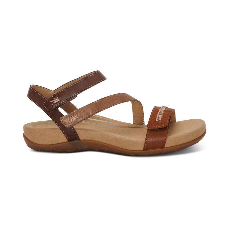 Aetrex Gabby Cognac Multi Women's Comfortable Walking Shoes - Perfect for Casual Outings, Work & Travel