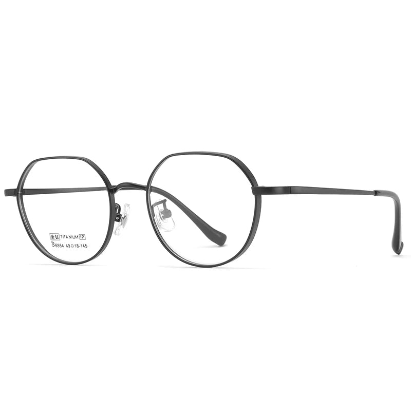 Bclear Unisex Full Rim Small Flat Top Round Titanium Eyeglasses 6954 - Lightweight & Durable Frame for Men & Women - Perfect for Reading, Work, and Everyday Use