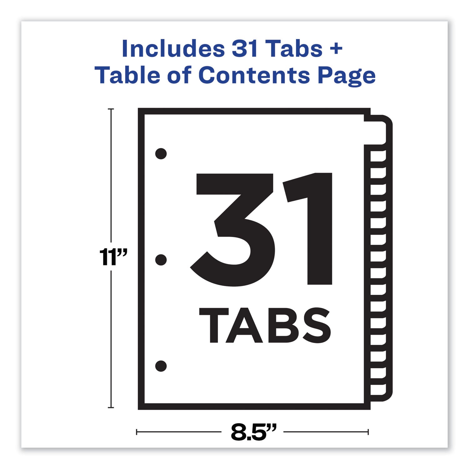 Avery Customizable TOC Ready Index Multicolor Tab Dividers - 31 Tabs (1-31), 11