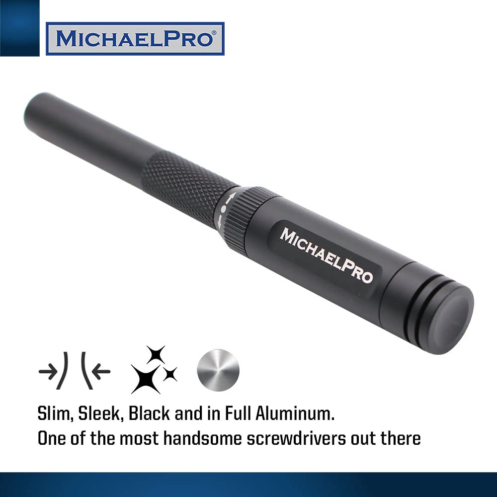 MichaelPro MP002026 Ratcheting Precision Screwdriver Set with 31-Piece Bits | 30-Tooth Two-Way Full Aluminum Handle | Professional Tool for Electronics, Jewelry & Small Appliance Repair