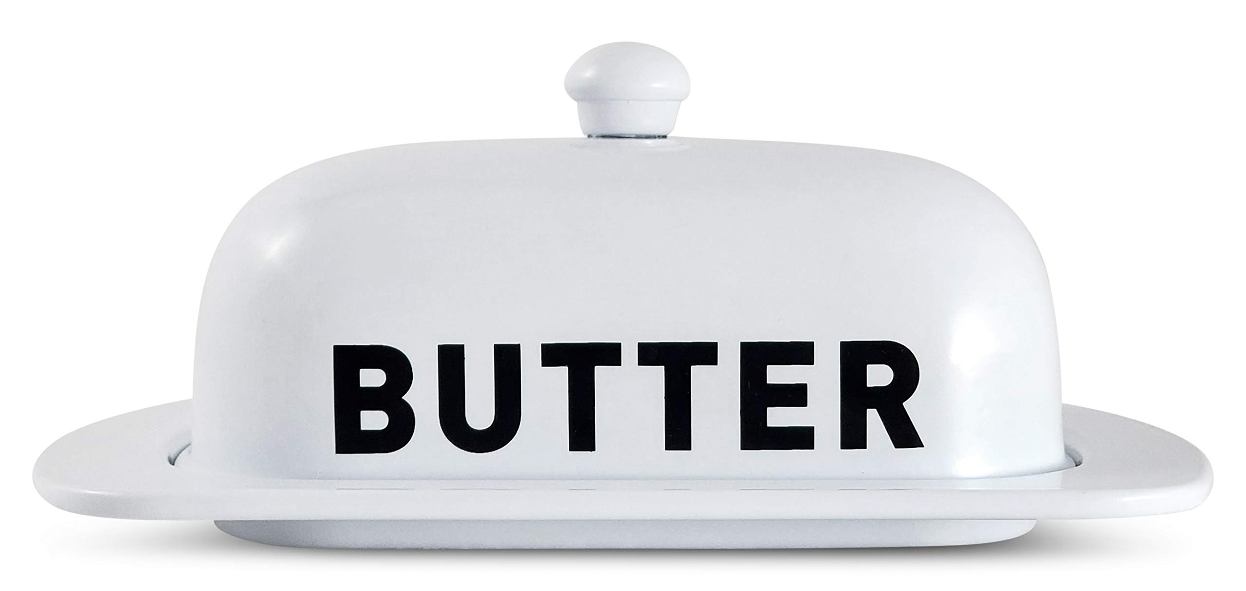 Premium White Metal Storage Canisters & Butter Dish - Airtight Kitchen Containers for Flour, Sugar, Coffee & Spice Organization | Elegant Home Decor for Pantry, Countertop & Dining Table Display