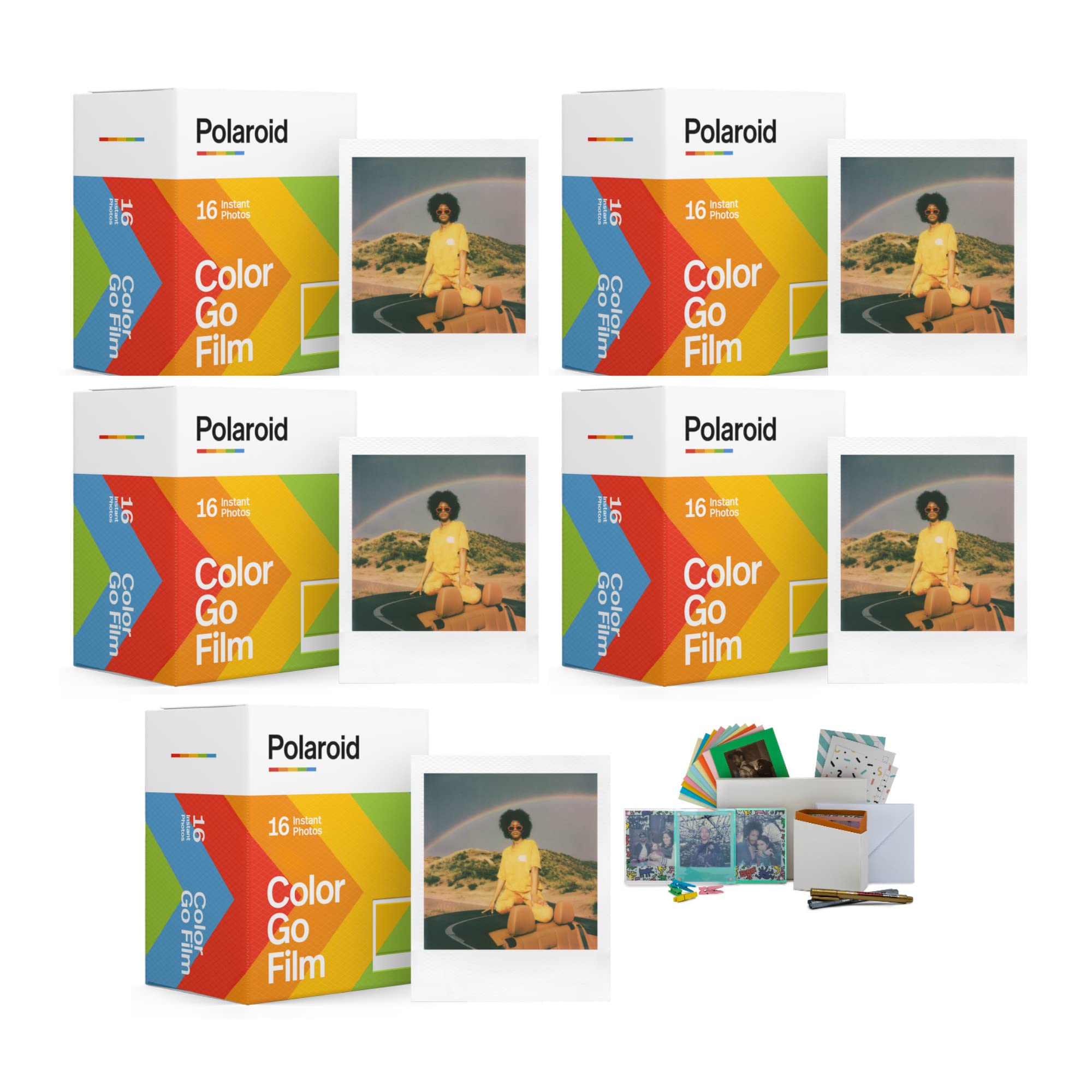 Polaroid Go Color Film 5-Pack with Free Storage Box - Instant Camera Film for Polaroid Go - Perfect for Travel, Parties & Memory Keeping