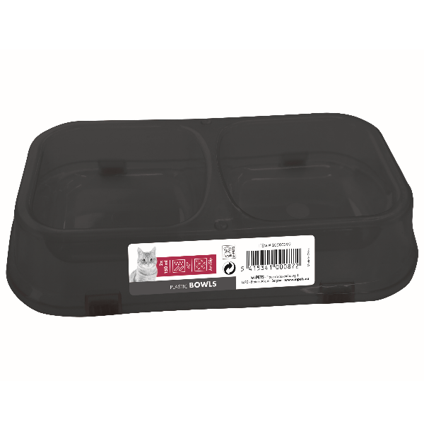 Durable Plastic Double Bowl for Cats - Non-Slip Pet Food and Water Dish for Kittens & Adult Cats | Perfect for Mealtime, Travel, and Home Use