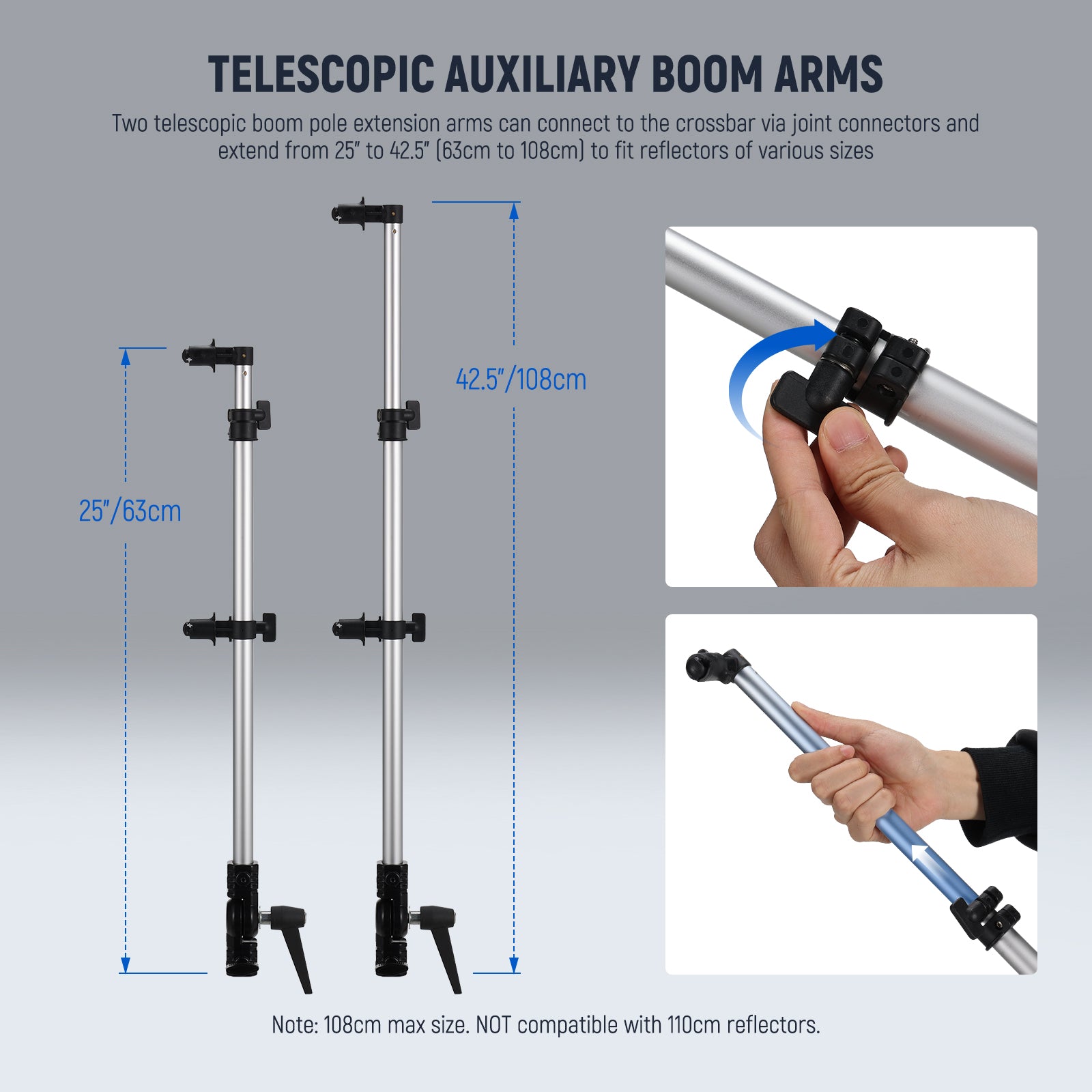 NEEWER Triple Reflector Holder with 3pcs 5-in-1 Collapsible Reflector for Photography, Videography, and Studio Lighting - Perfect for Portraits, Product Shoots, and Outdoor Lighting Control