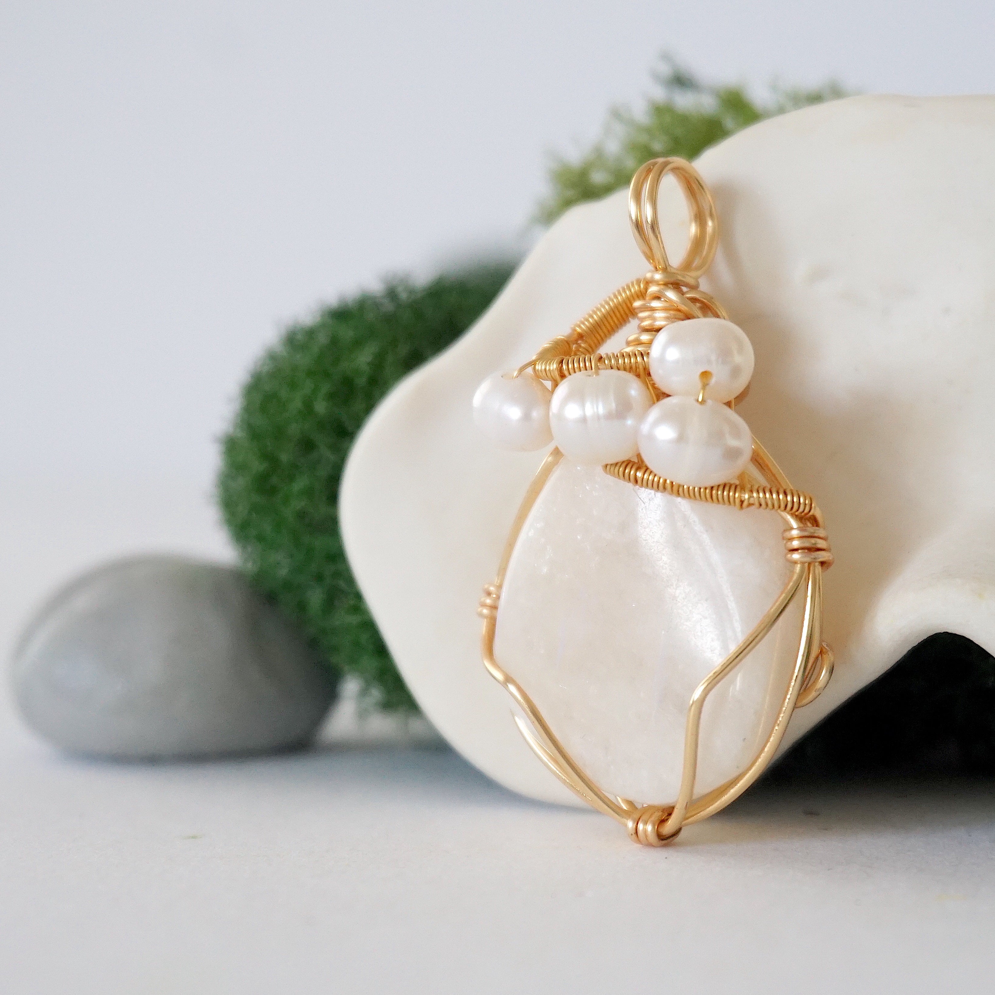 Moonstone and Pearl Necklace - 14K Gold Plated Elegant Jewelry for Women, Perfect for Weddings, Parties & Special Occasions