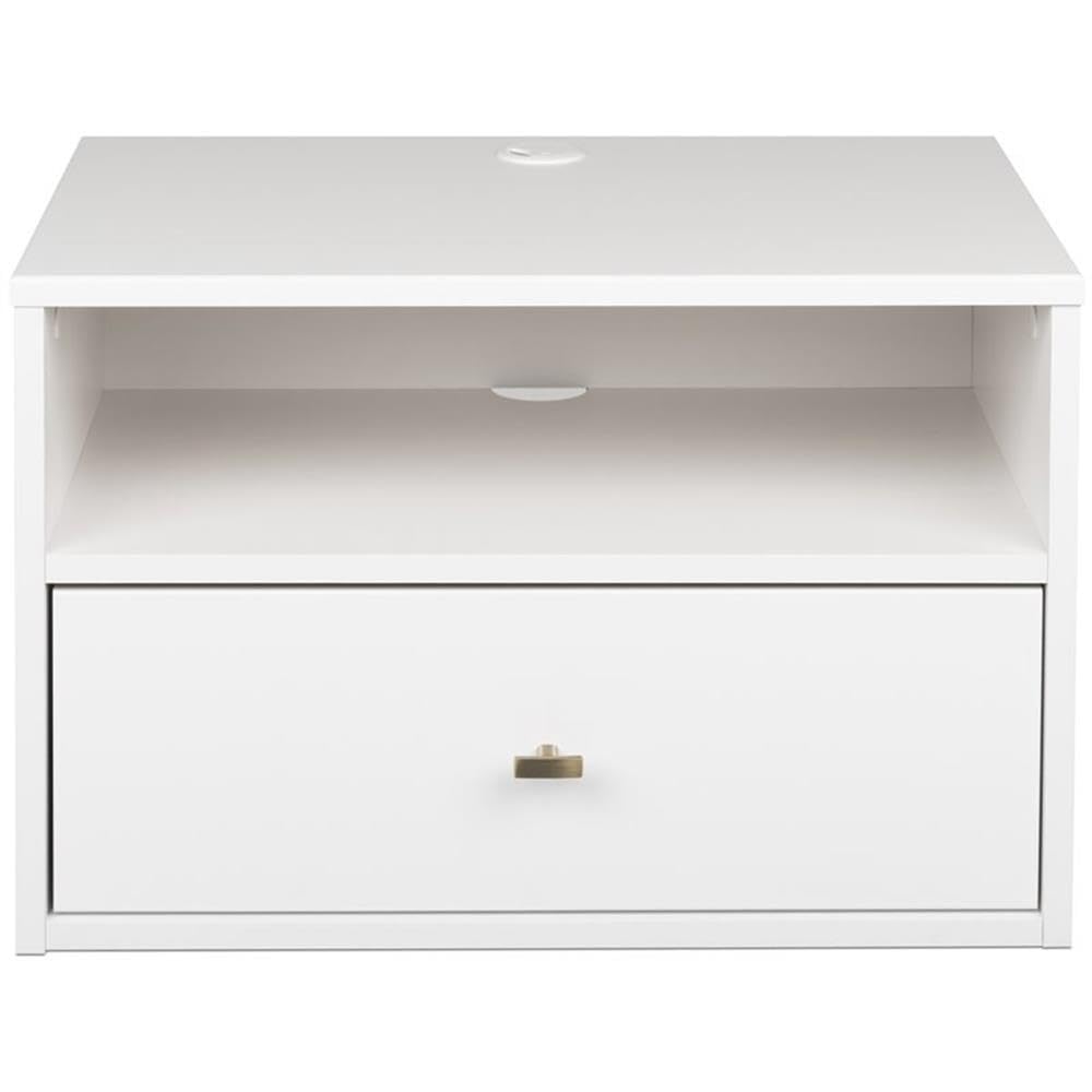 Allora Modern 1-Drawer Floating Wooden Nightstand - White Wood Bedside Table for Small Spaces | Perfect for Bedrooms, Apartments & Studio Living