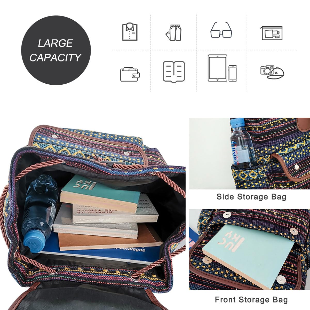 Vintage Boho Backpack for Women - Fashion Shoulder Bag for Travel & Daily Use