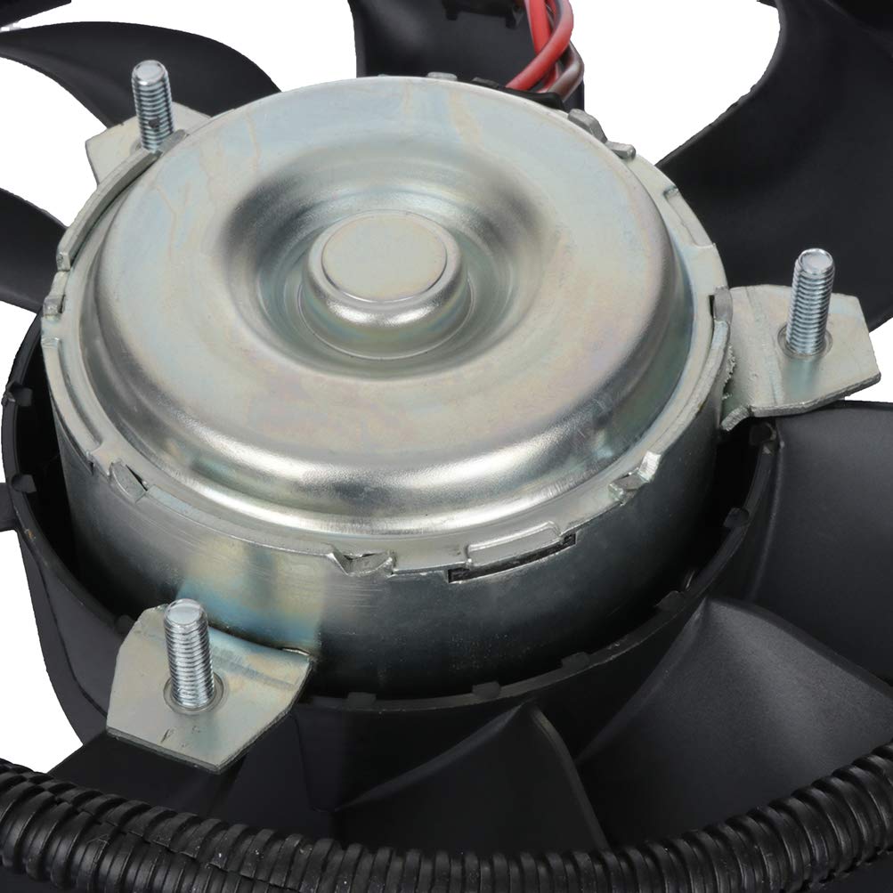 Universal Slim Push Pull A/C Condenser Fan Assembly 12V Mount Kit - Right Hand Passenger Side Cooling Fan (Part# 1J0959455A KFKGF) for 2007-2010 Volkswagen Golf & City - Perfect for AC System Repair & Summer Cooling Maintenance