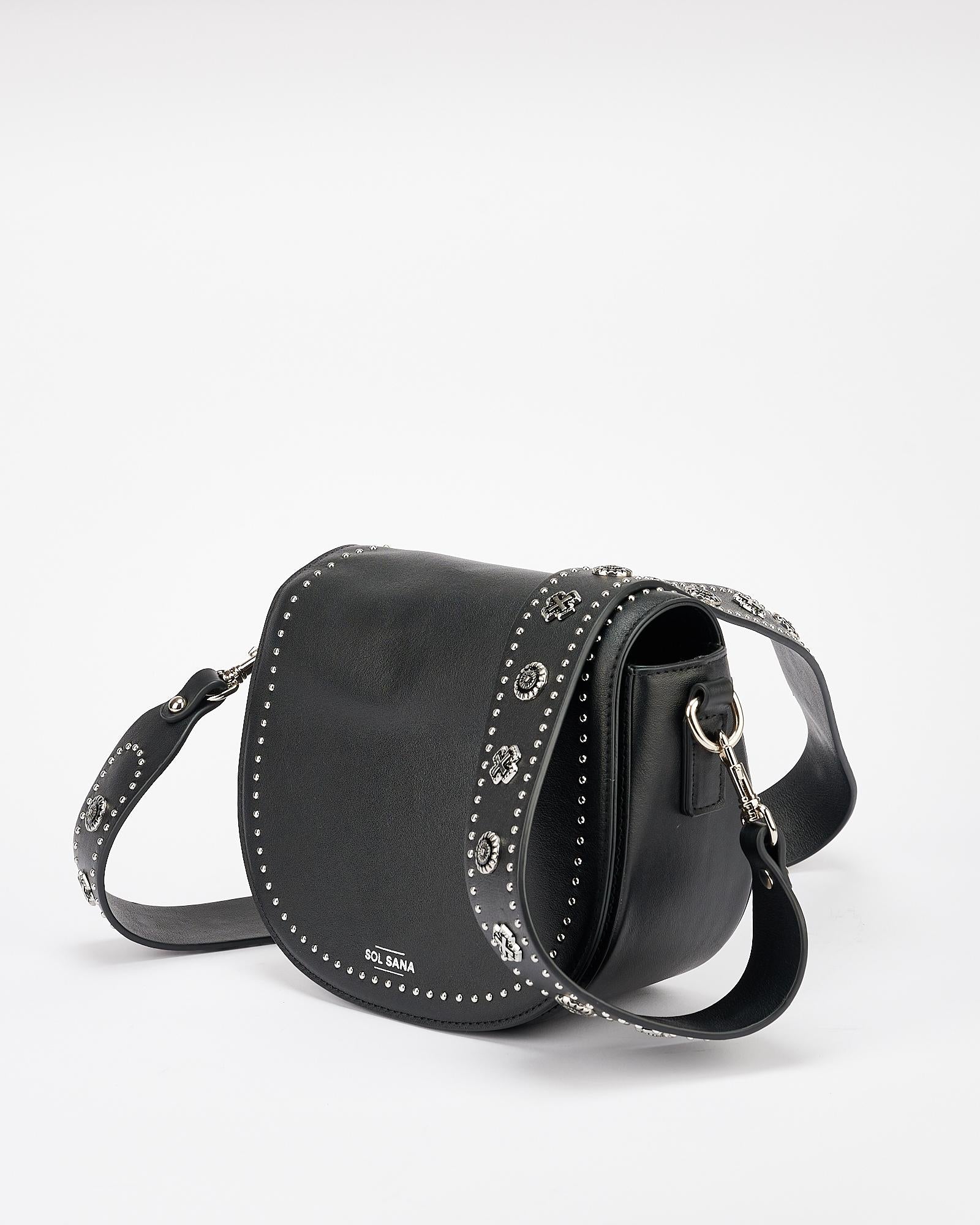 Premium Black & Silver Saddle Bag for Motorcycles - Durable Leather Bike Storage for Commuting, Travel & Adventure Rides