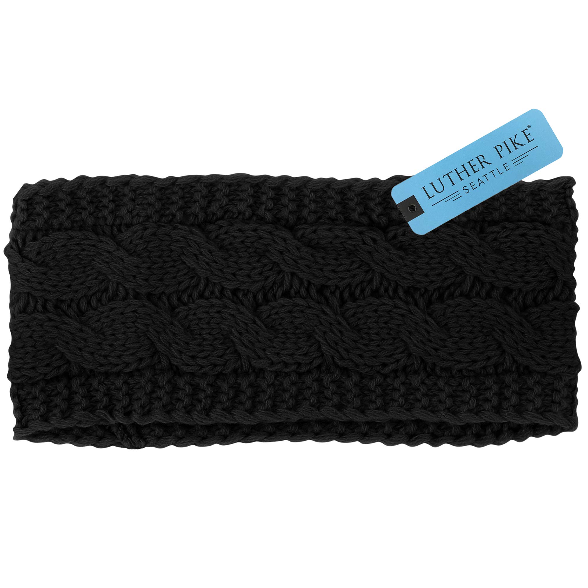 LUTHER PIKE SEATTLE Women's Winter Ear Warmer Headband - Soft Fleece Lined, Adjustable, Black - Perfect for Skiing, Running & Cold Weather Activities