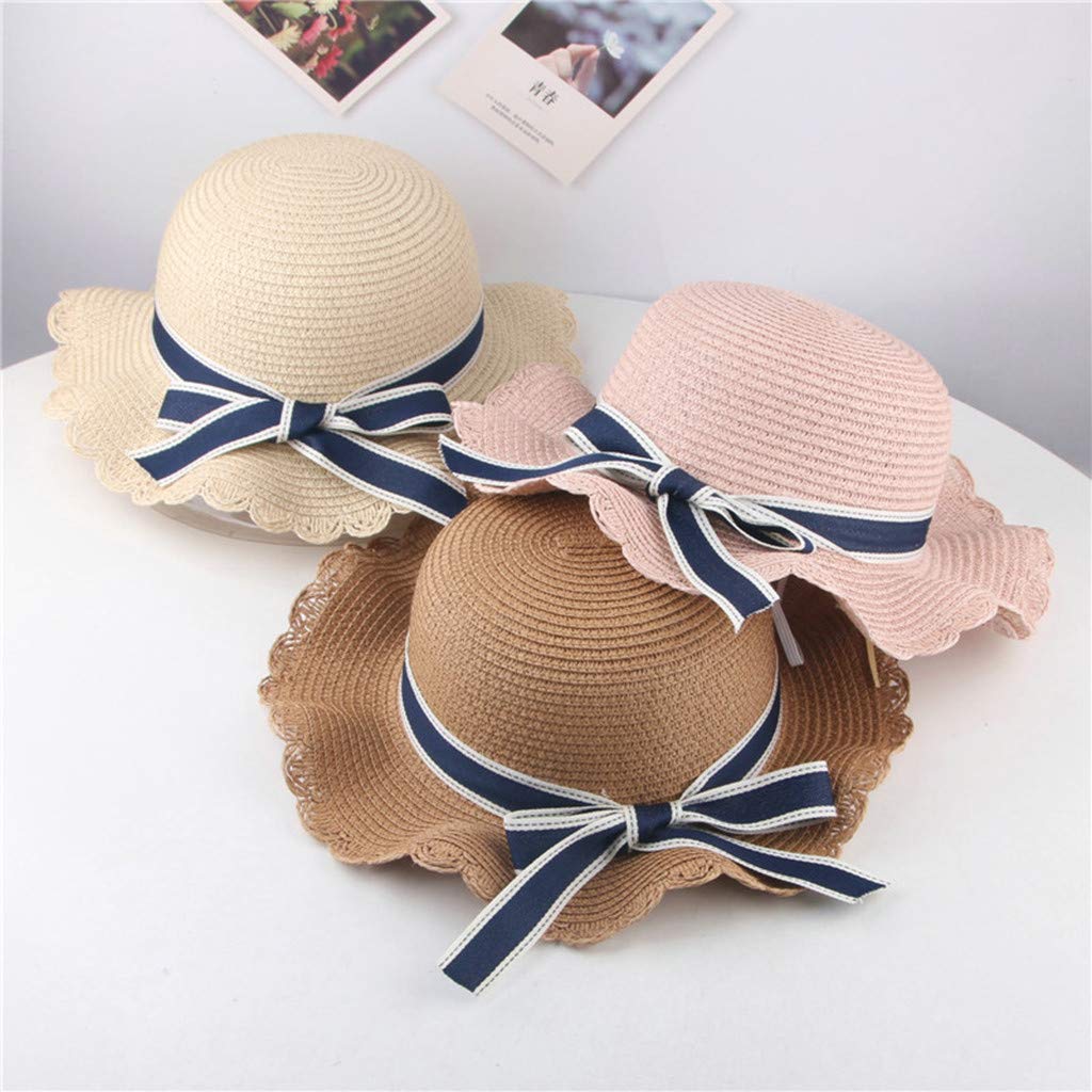 Kids Sun Hats for Girls - Wide Brim Straw Bucket Hat with Bow | SPF 50+ UV Protection Summer Travel Hat | Ages 2-8 Years | Perfect for Beach, Park & Outdoor Activities