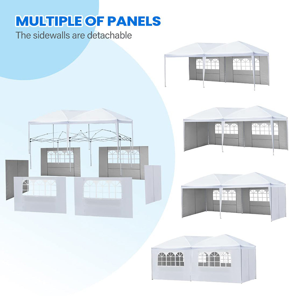 10' x 20' White Pop Up Canopy Tent with Removable Sidewalls - Outdoor Party, Camping, Beach & Event Shelter for Picnics, Markets & Backyard Gatherings