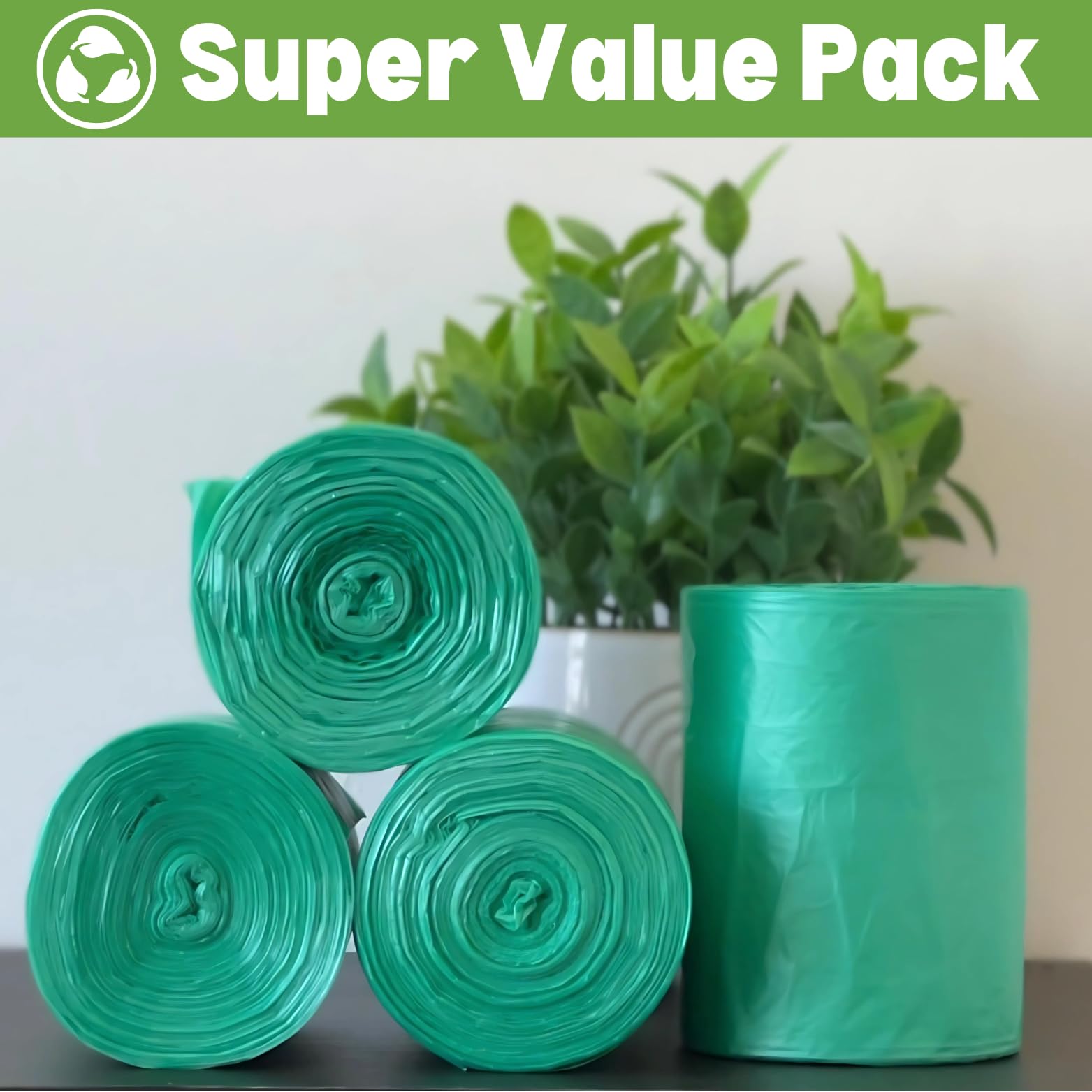 4 Gallon Eco-Friendly Trash Bags (400 Count) - 15 Liter Green Degradable Garbage Bags with EPI Additive | Fits 2-3 Gallon Trash Cans | Perfect for Home, Kitchen, Office & Outdoor Use | TDPA Certified Biodegradable Waste Liners (400 Bags)
