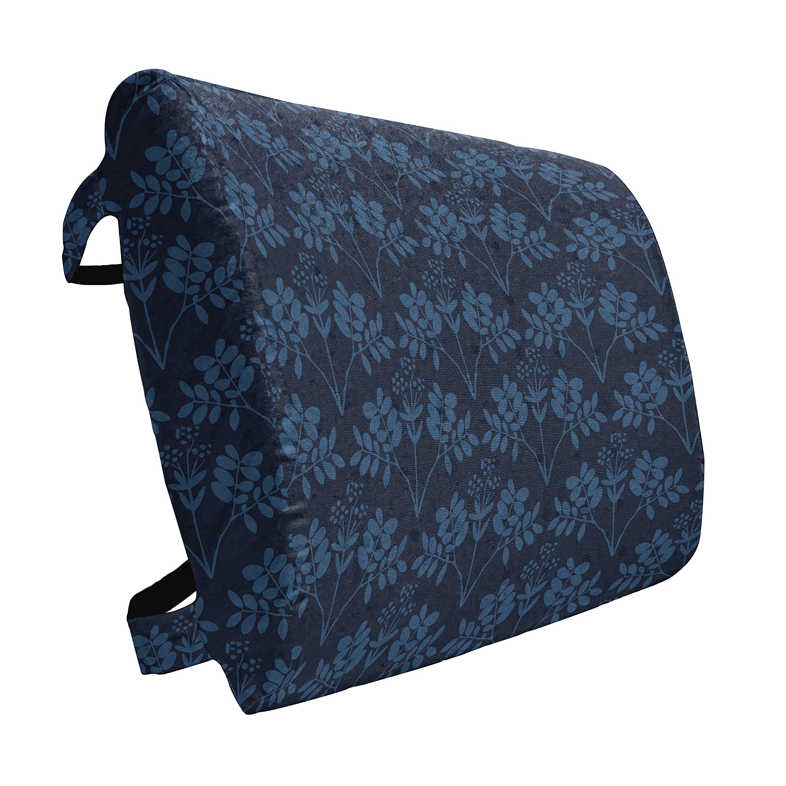 Ambesonne Indigo Lumbar Support Pillow for Office Chair & Car Seat - High Density Foam Back Cushion with Ocean Inspired Botanical Floral Print, 14