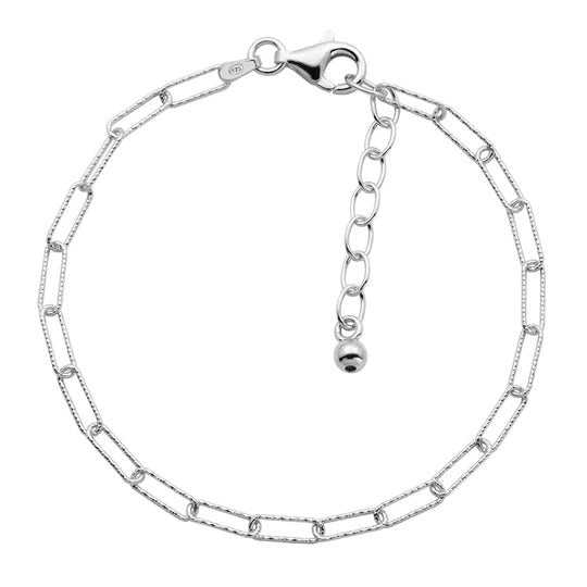 Gold Plated Silver Diamond Cut 3mm Paperclip Chain Bracelet for Women - Elegant Minimalist Jewelry for Everyday Wear, Party & Gift Giving