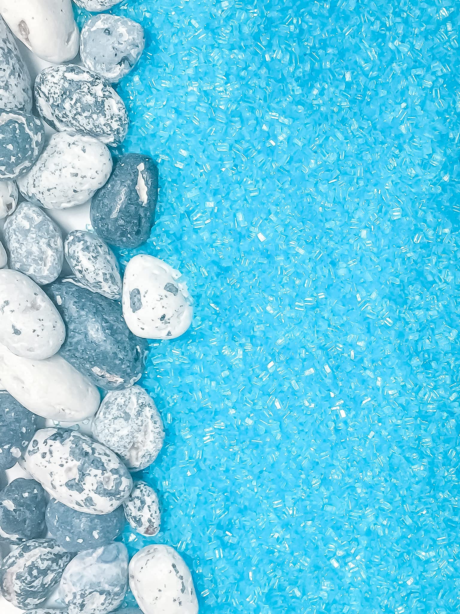 Edible Beach Ocean Water Cake & Cupcake Topper - Pebbles & Sparkling Water Confetti Sprinkles for Birthday, Wedding, and Party Dessert Decorations