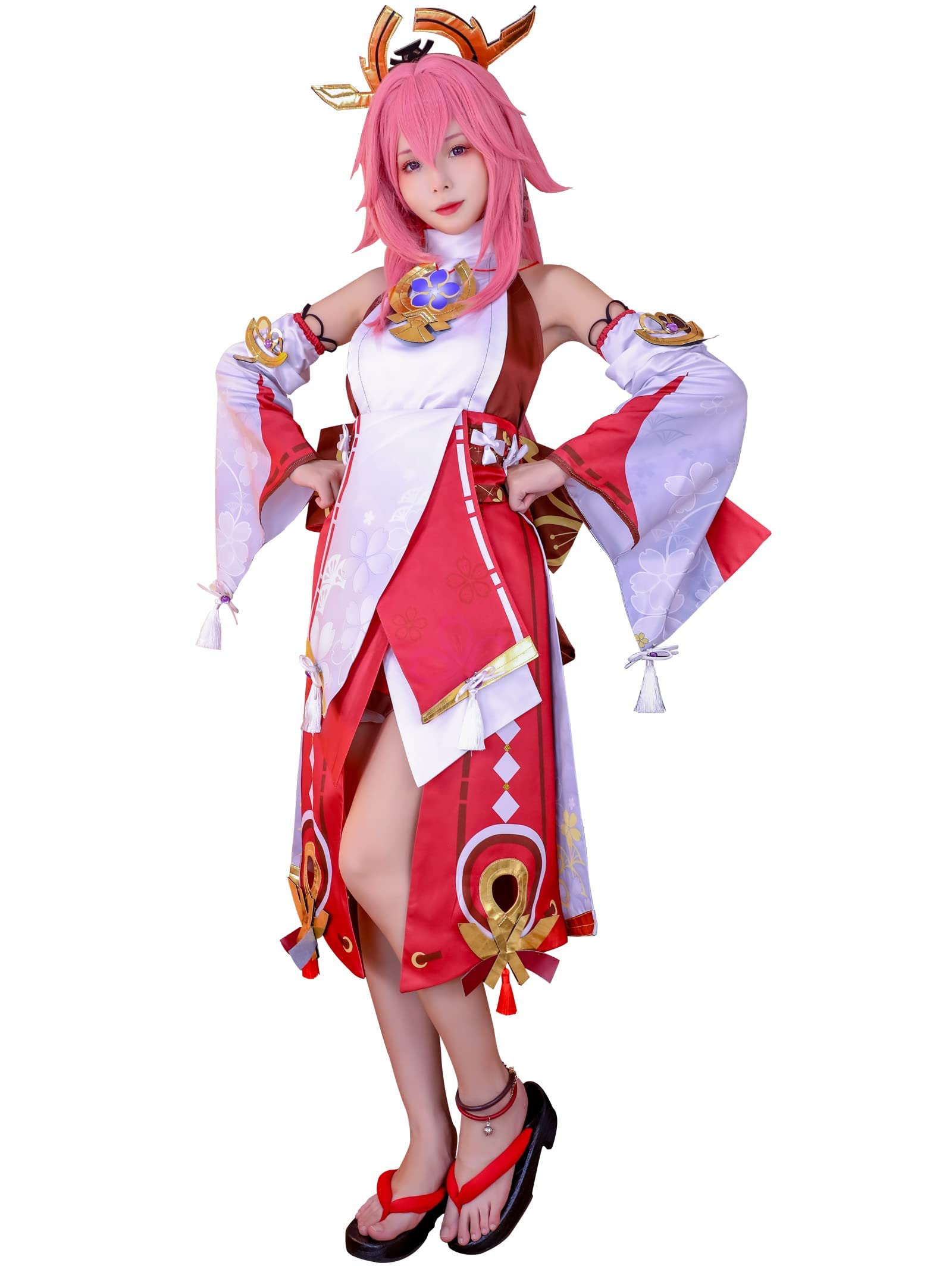 Yae Miko Cosplay Costume for Women - Anime Genshin Impact Miko Outfit with Kimono & Accessories | Perfect for Halloween, Conventions & Cosplay Events